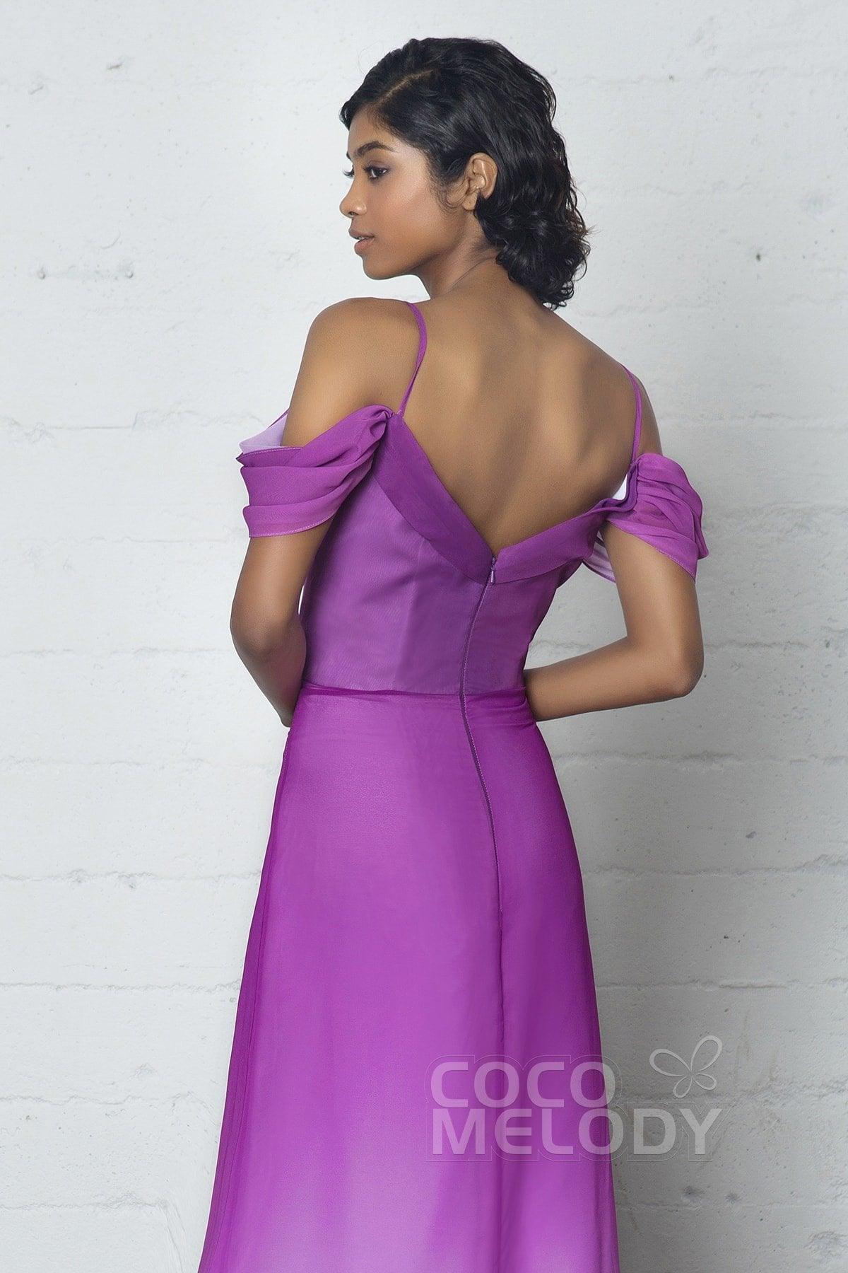 Sheath-Column Floor Length Chiffon Ombre Dress COZF17012 - COCOMELODY