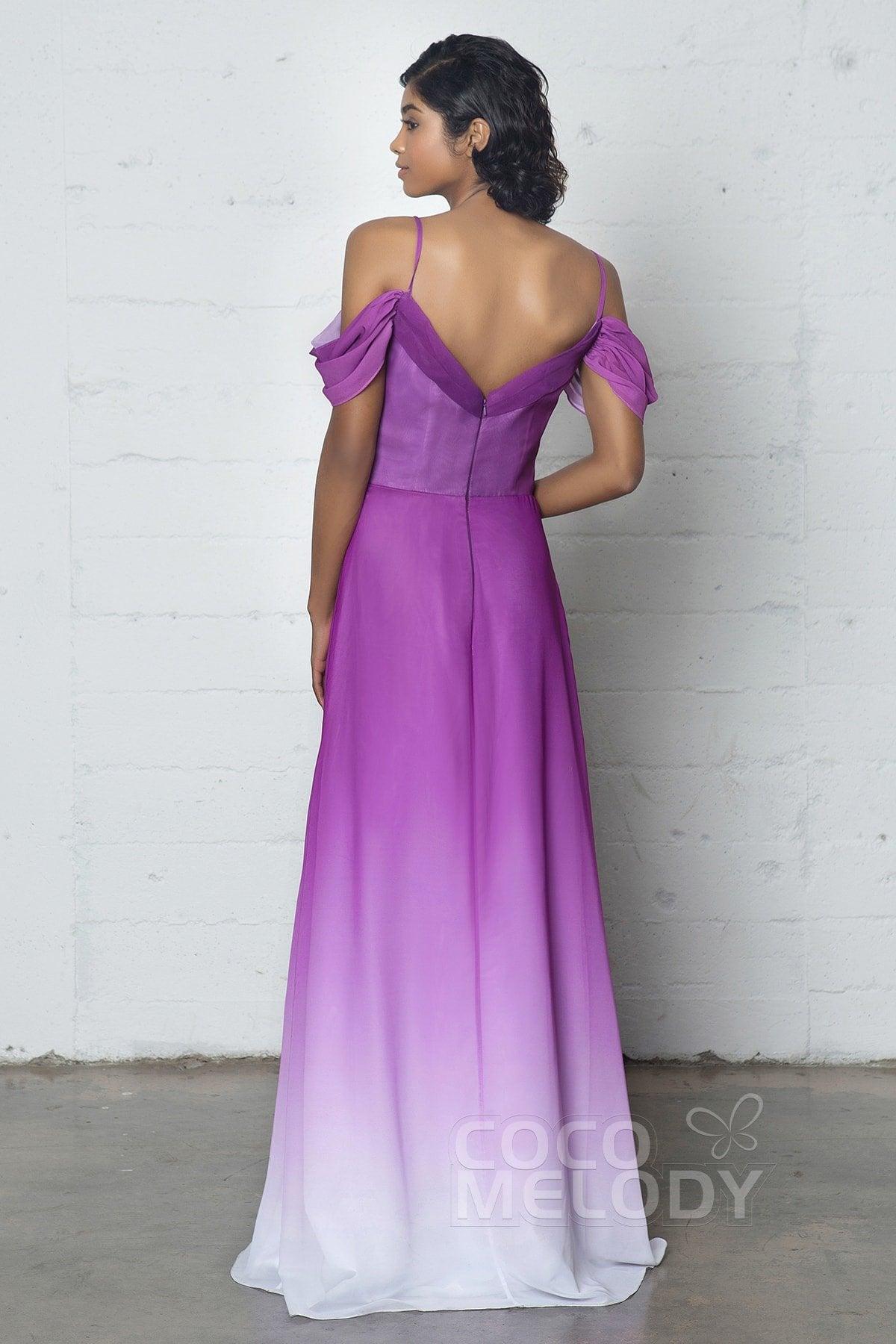 Sheath-Column Floor Length Chiffon Ombre Dress COZF17012