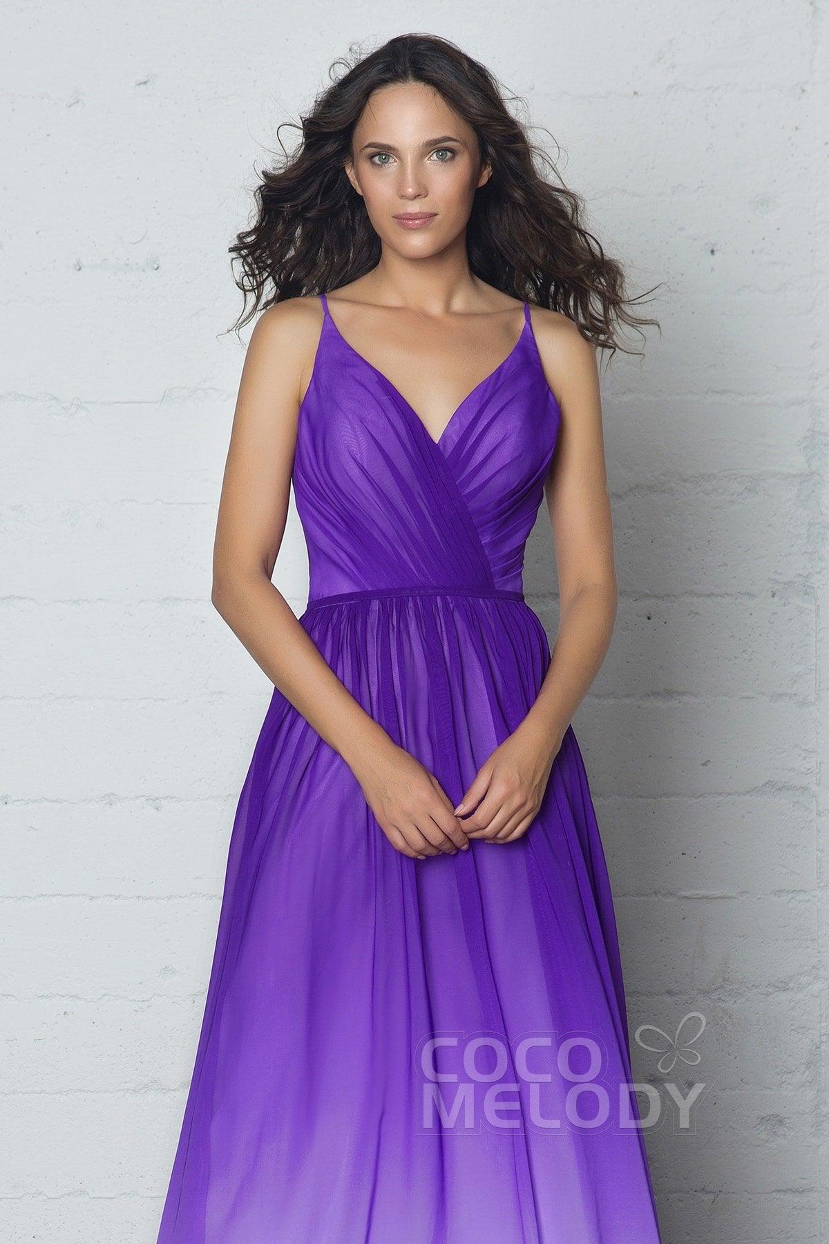 Sheath-Column Floor Length Chiffon Ombre Dress COZF17013