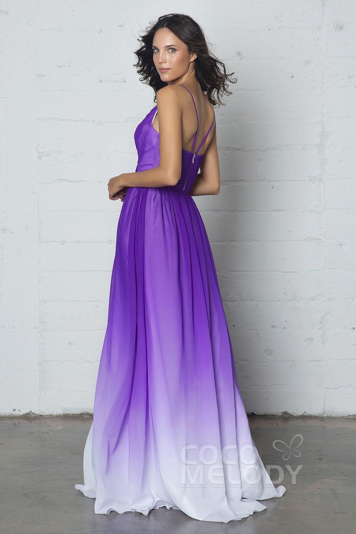 Sheath-Column Floor Length Chiffon Ombre Dress COZF17013 - COCOMELODY