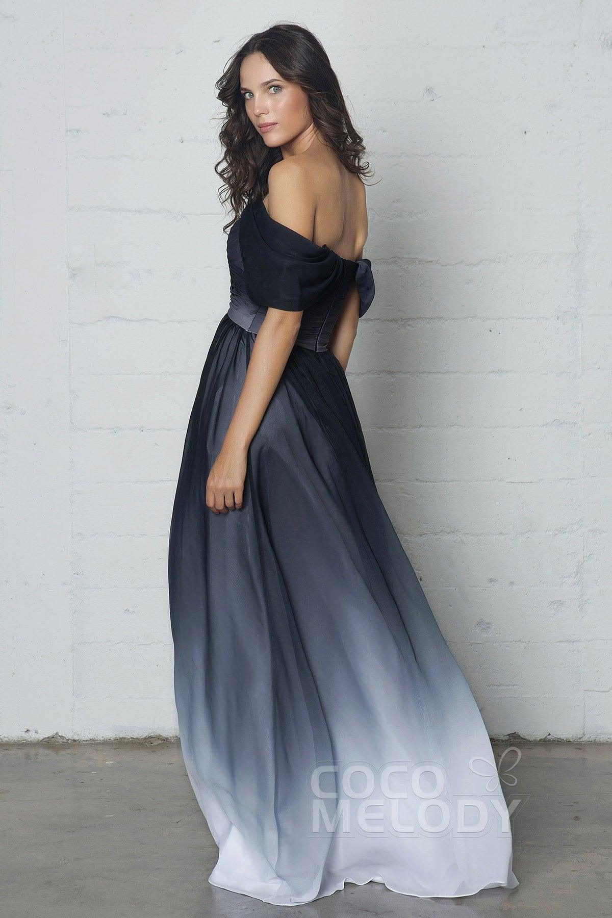 Sheath-Column Floor Length Ombre Chiffon Dress COZF17015 - COCOMELODY