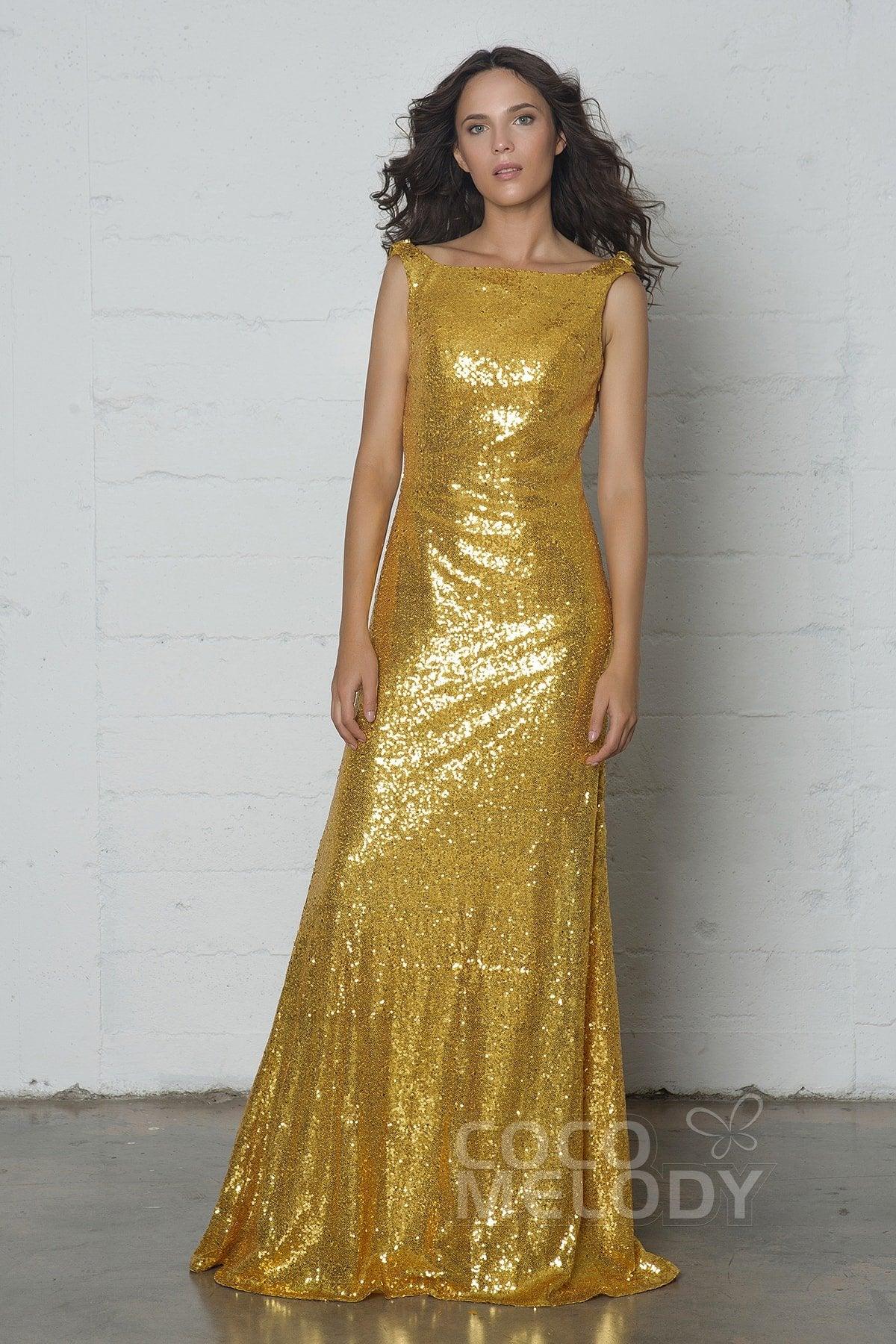Sheath-Column Floor Length Sequined Dress COZF17020 - COCOMELODY