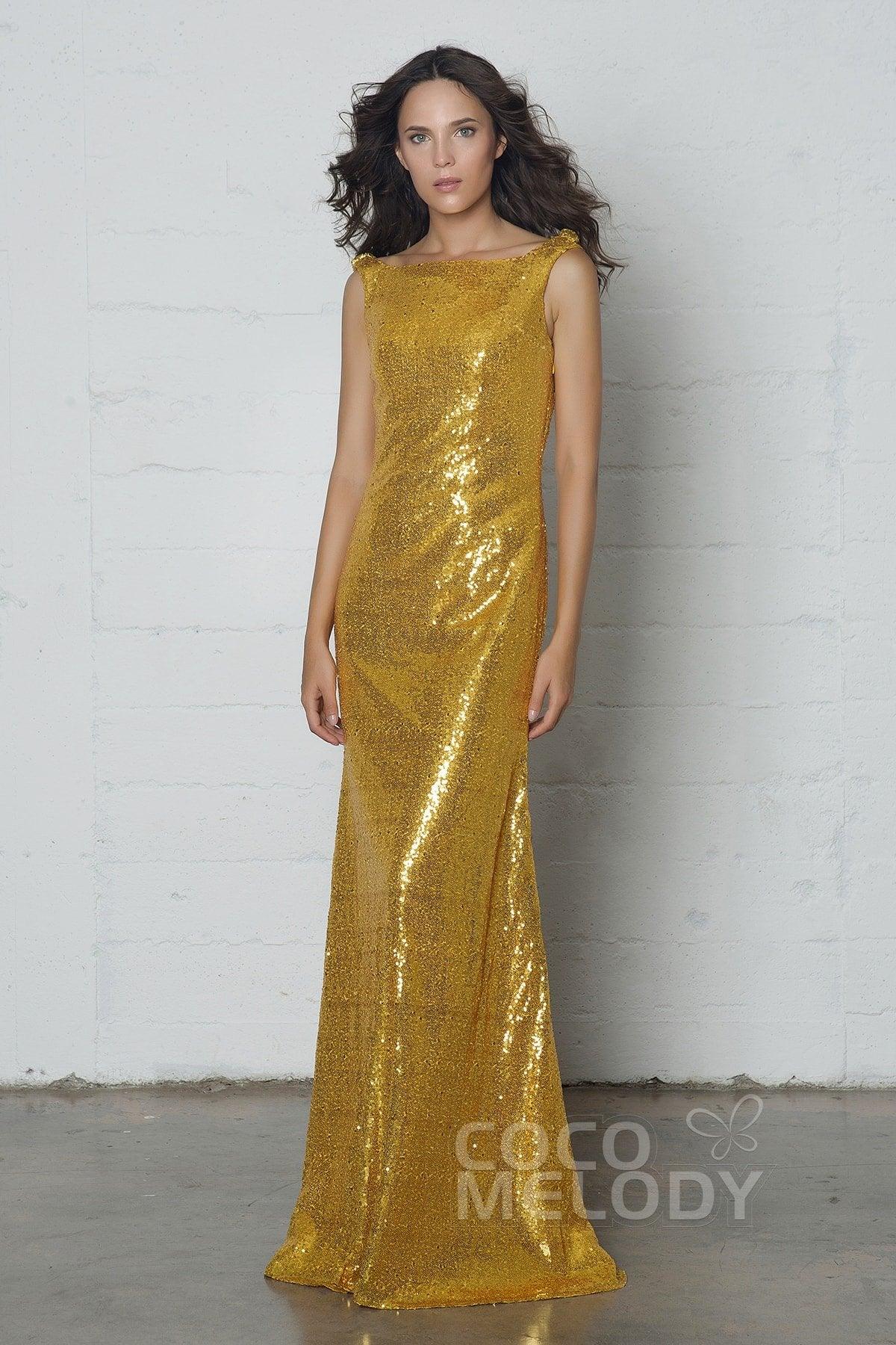 Sheath-Column Floor Length Sequined Dress COZF17020 - COCOMELODY
