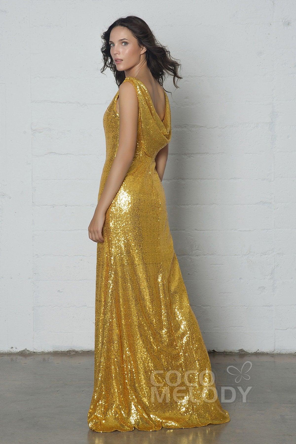Sheath-Column Floor Length Sequined Dress COZF17020 - COCOMELODY