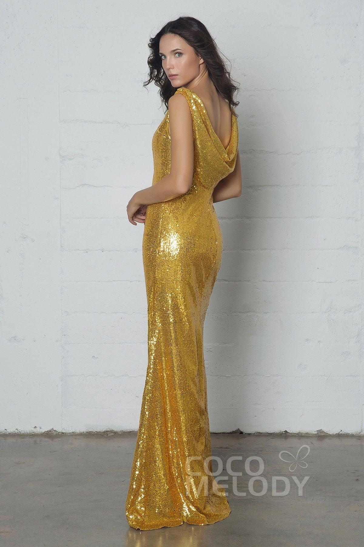 Sheath-Column Floor Length Sequined Dress COZF17020 - COCOMELODY