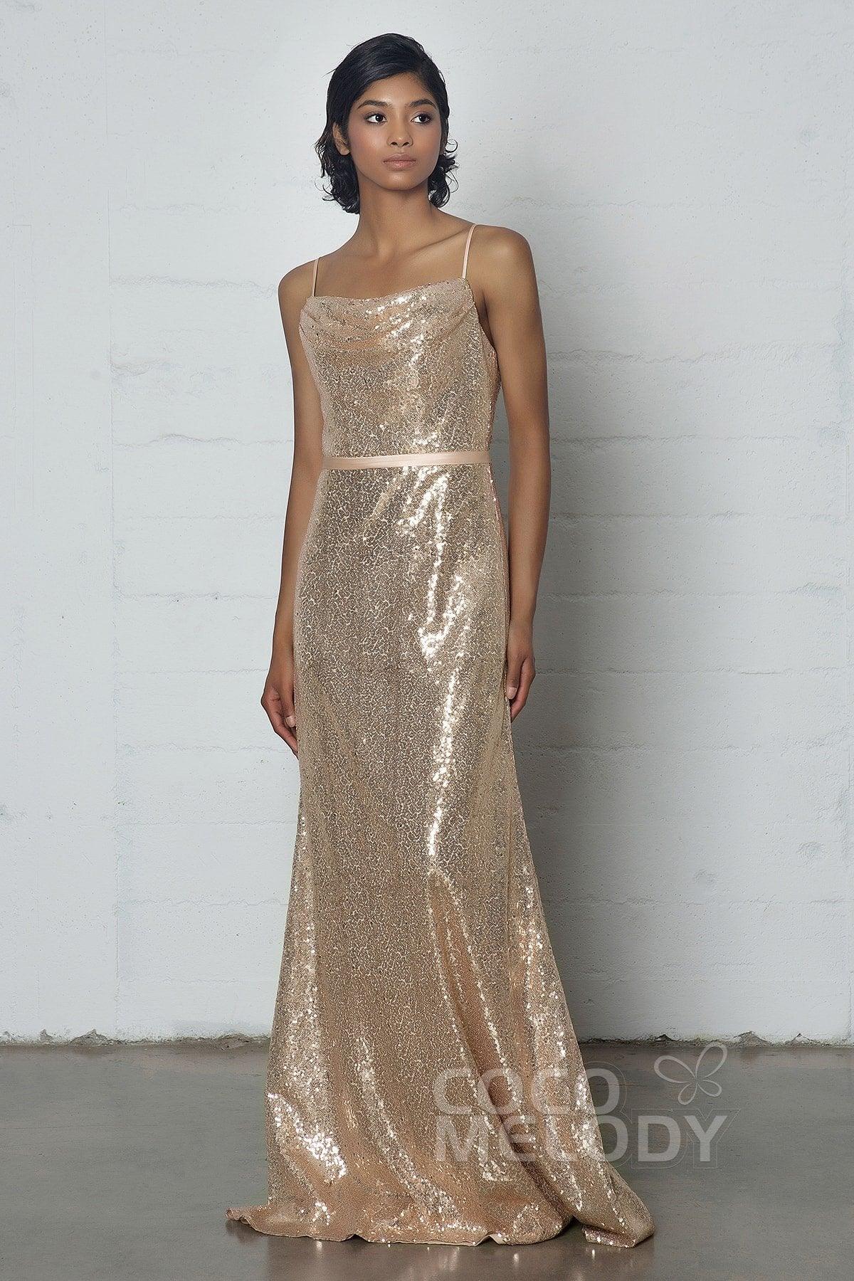 Sheath-Column Floor Length Sequined Dress COZF17023 - COCOMELODY