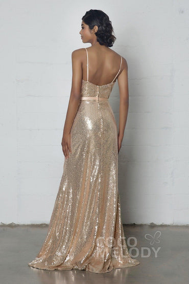 Sheath-Column Floor Length Sequined Dress COZF17023 - COCOMELODY