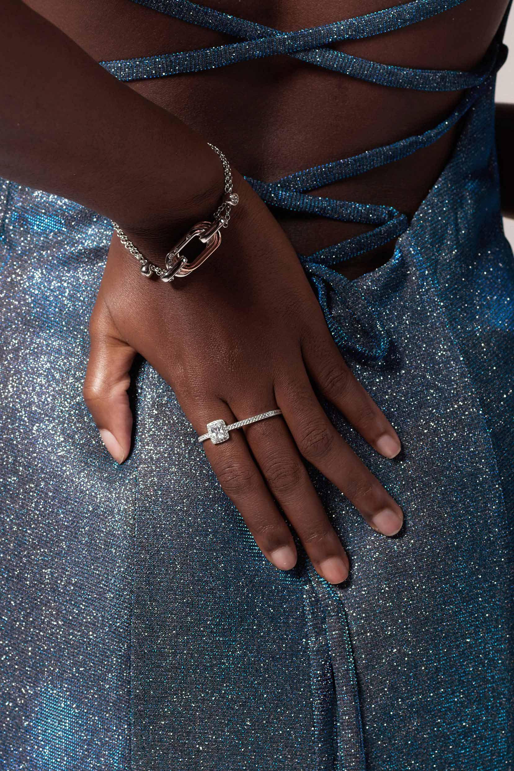 Rhodium plated Rings with Crystals CR0006 - COCOMELODY