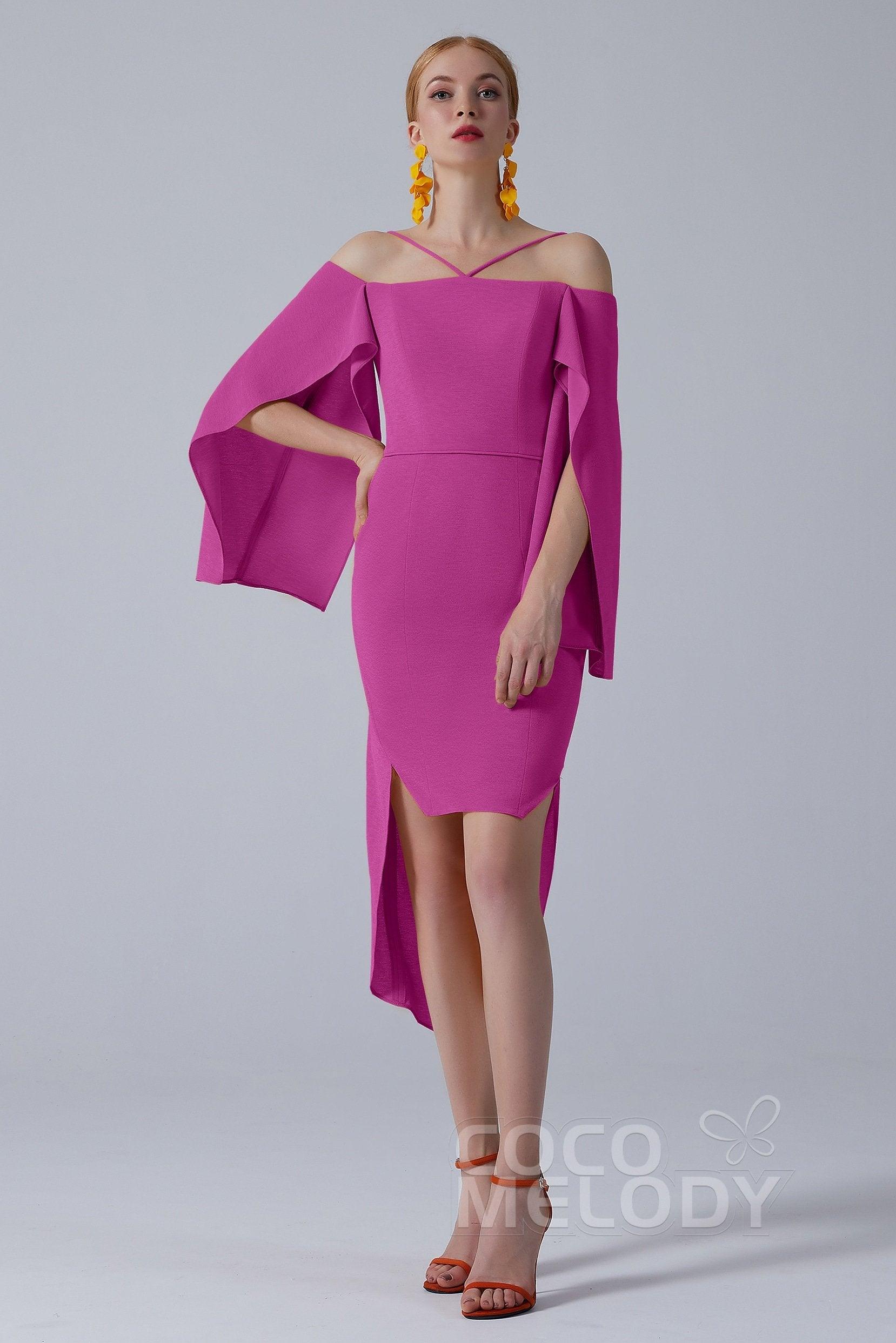 Asymmetrical High-Low Twisted Silk Fabric Dress CS0210 - COCOMELODY