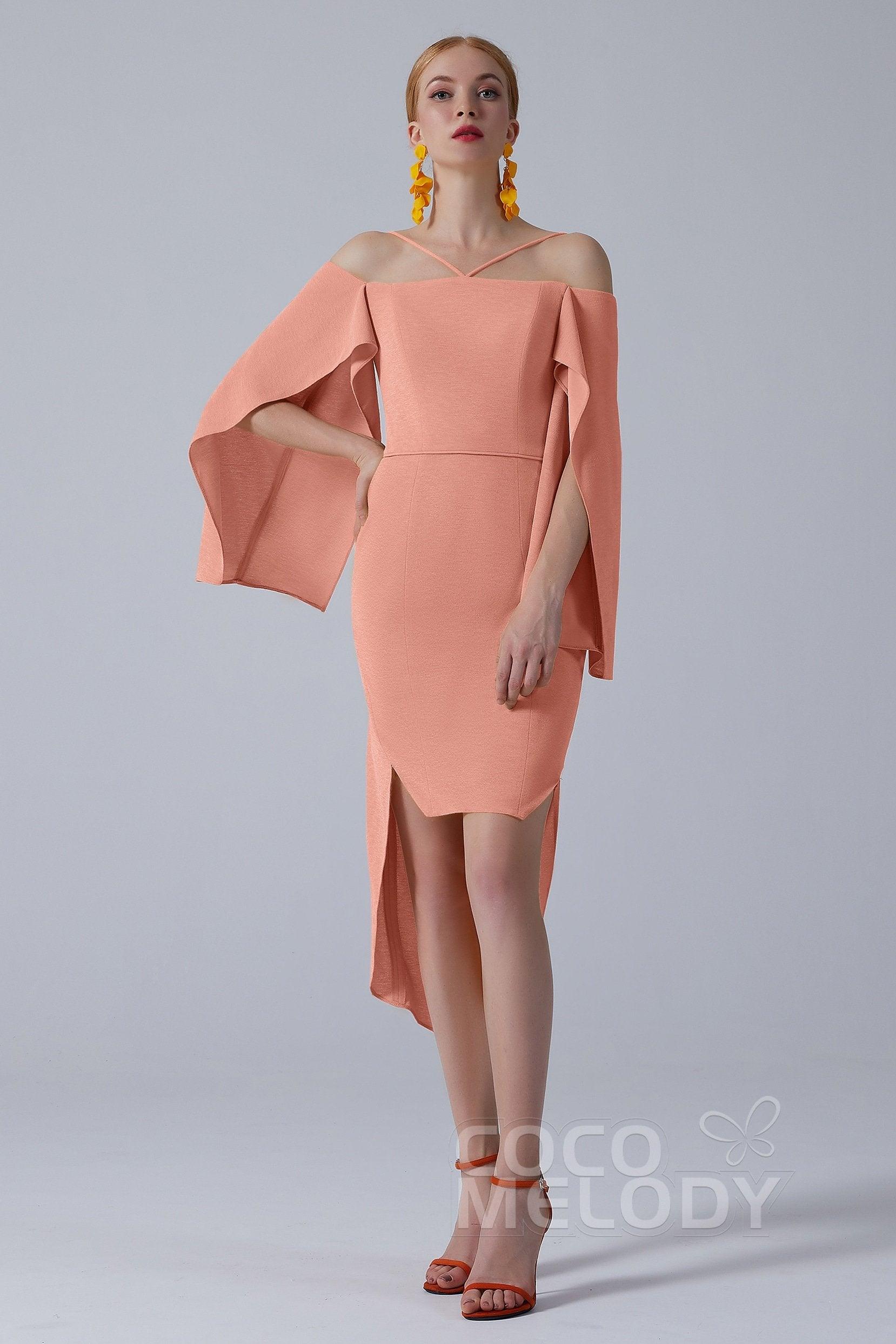 Asymmetrical High-Low Twisted Silk Fabric Dress CS0210 - COCOMELODY