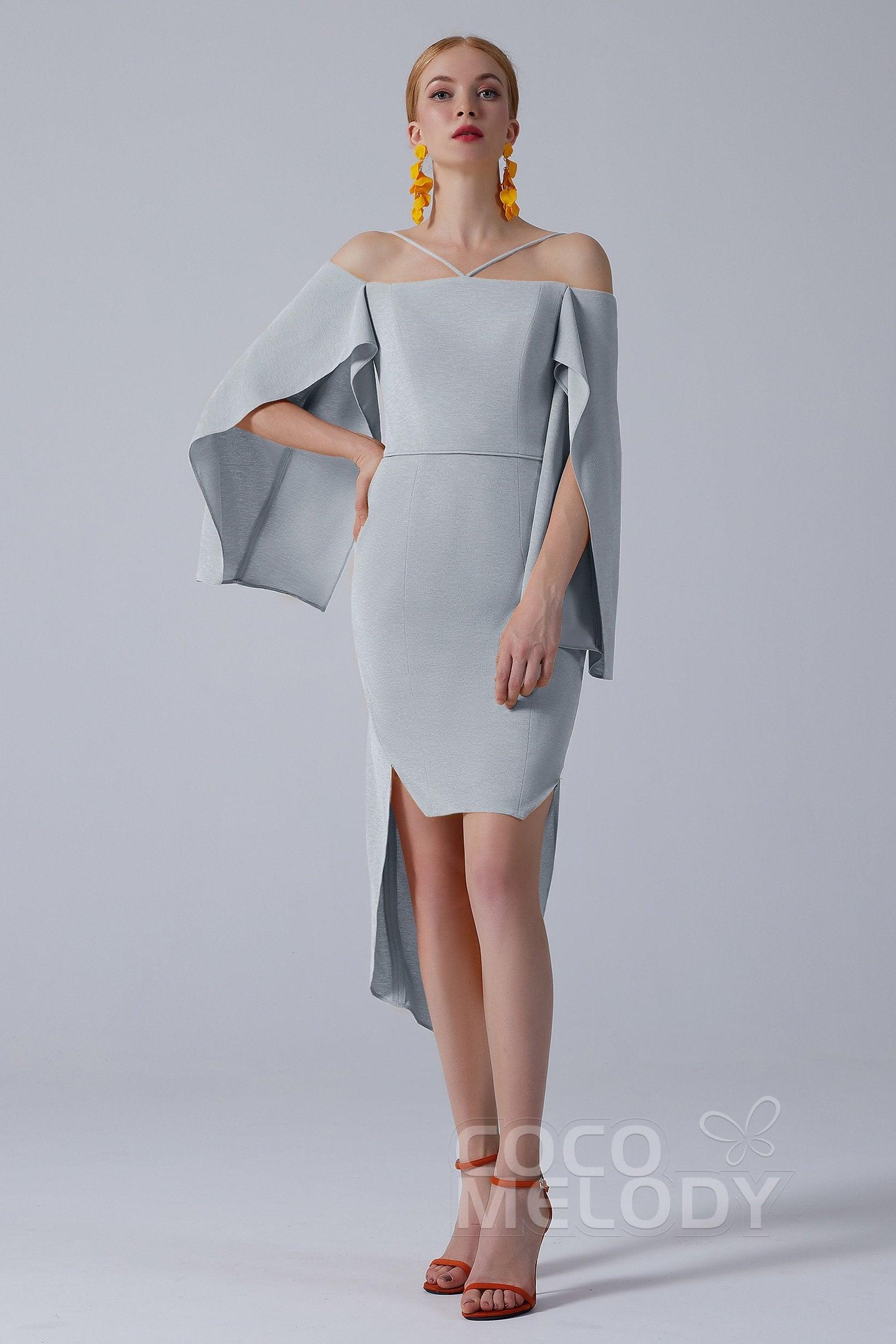 Asymmetrical High-Low Twisted Silk Fabric Dress CS0210 - COCOMELODY