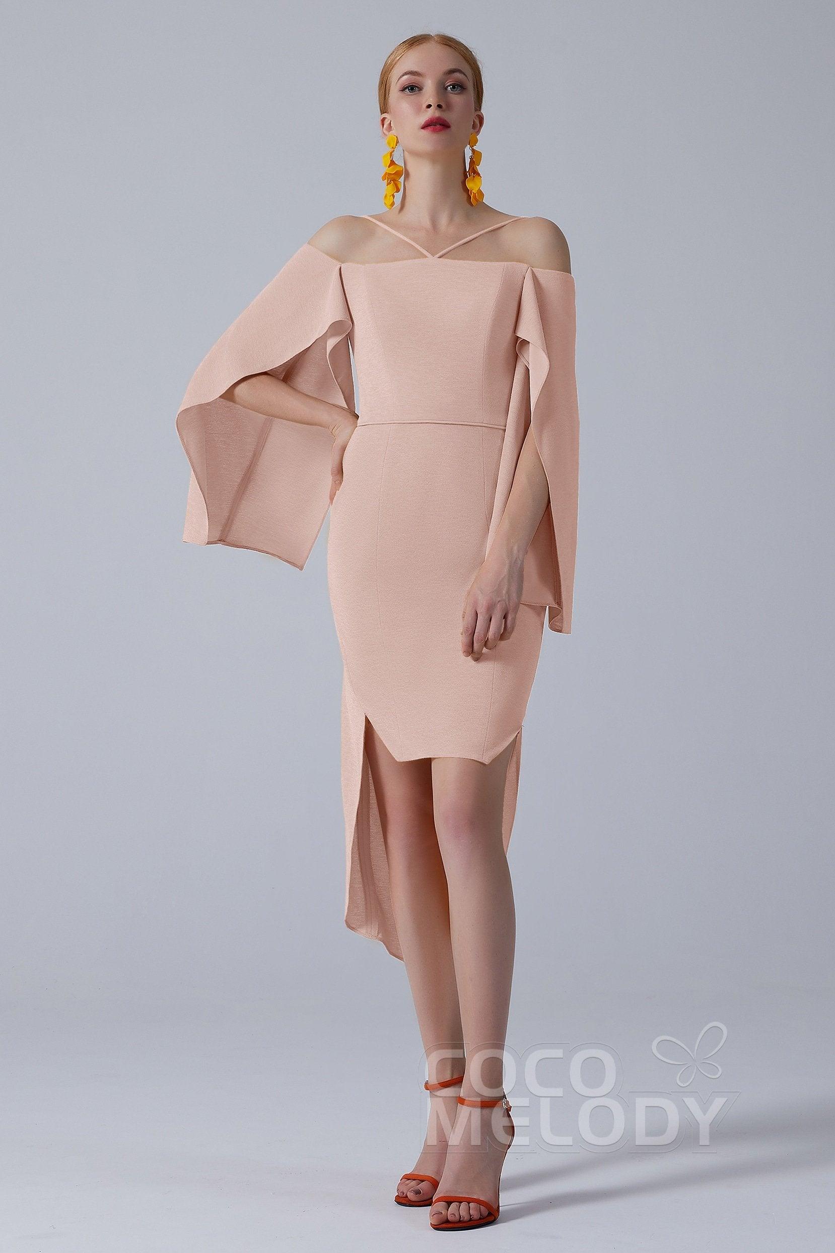 Asymmetrical High-Low Twisted Silk Fabric Dress CS0210 - COCOMELODY