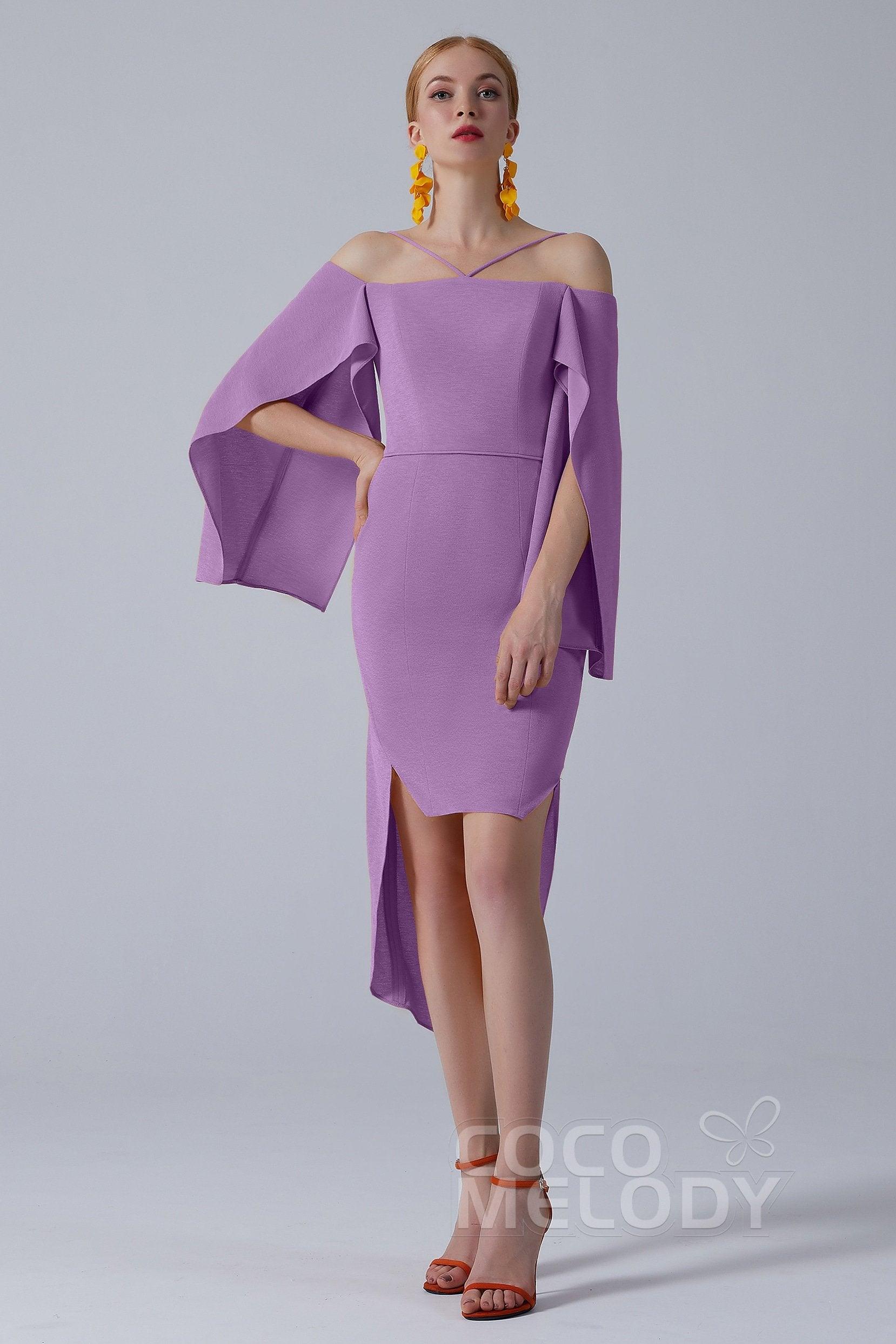 Asymmetrical High-Low Twisted Silk Fabric Dress CS0210 - COCOMELODY