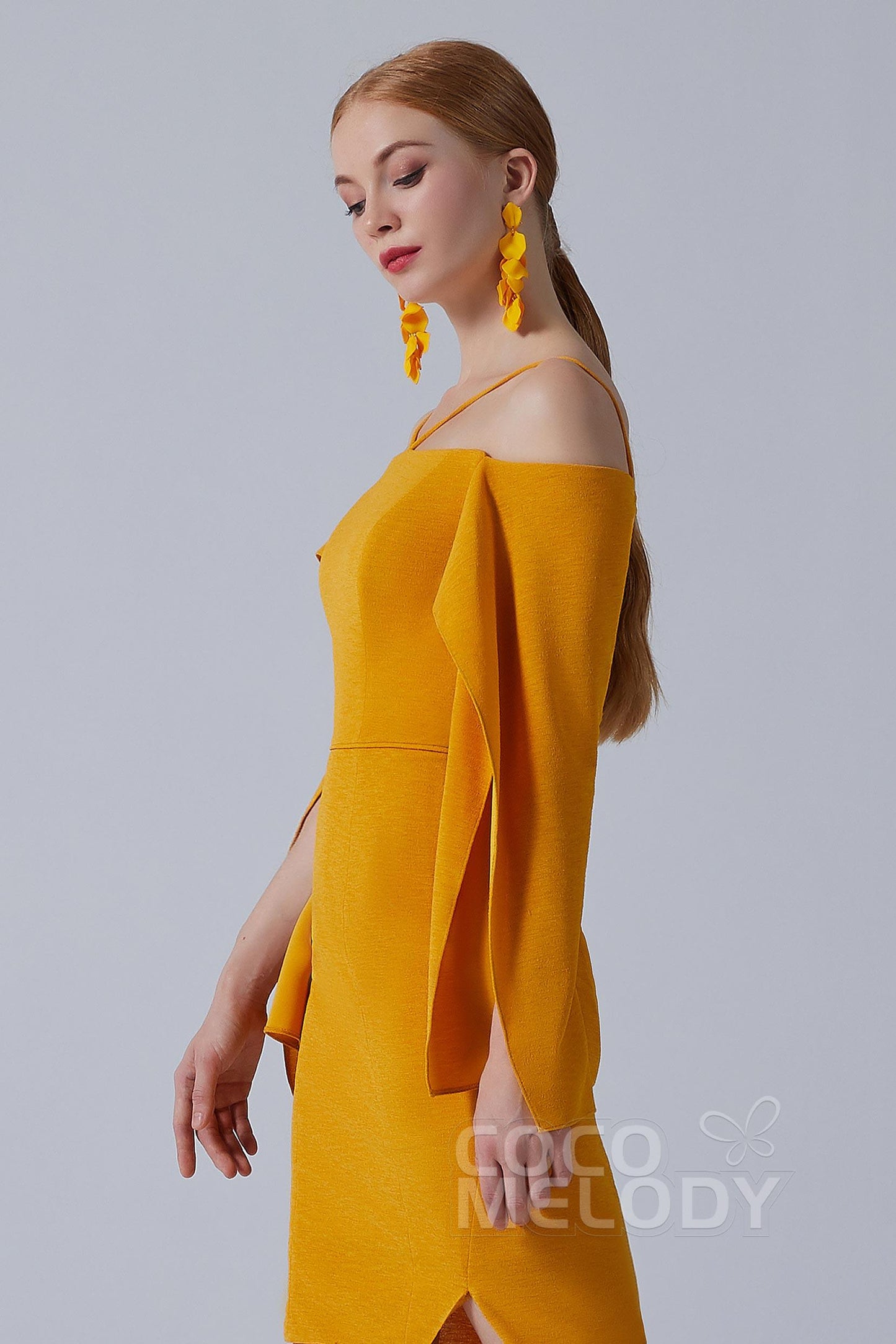 Asymmetrical High-Low Twisted Silk Fabric Dress CS0210 - COCOMELODY