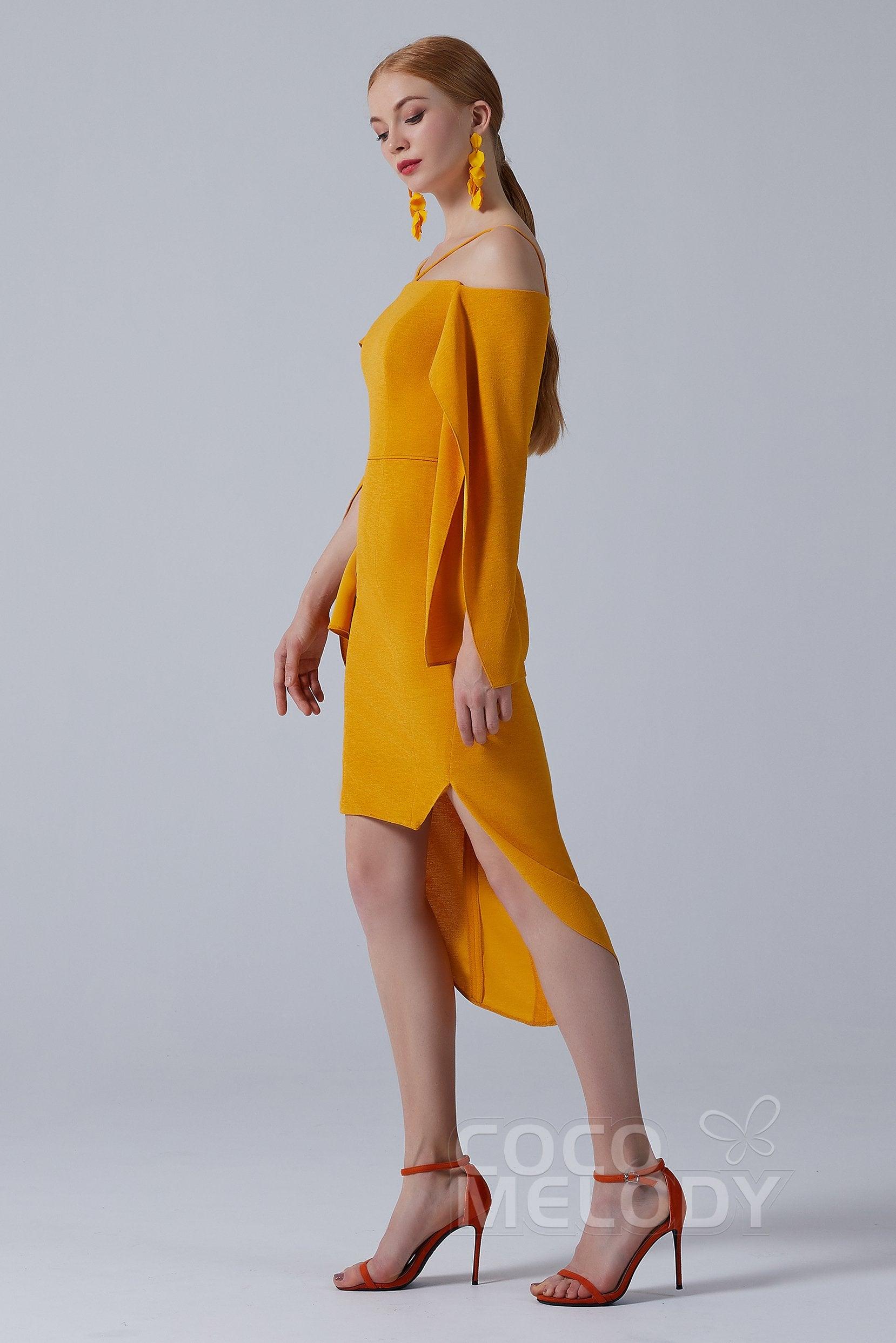 Asymmetrical High-Low Twisted Silk Fabric Dress CS0210 - COCOMELODY