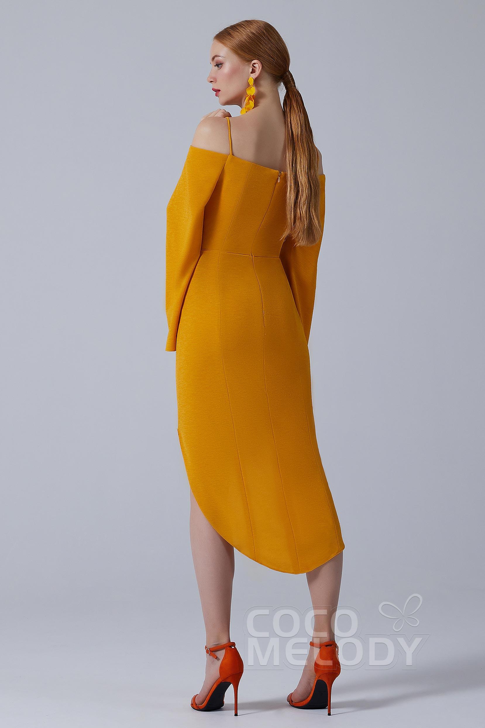 Asymmetrical High-Low Twisted Silk Fabric Dress CS0210 - COCOMELODY