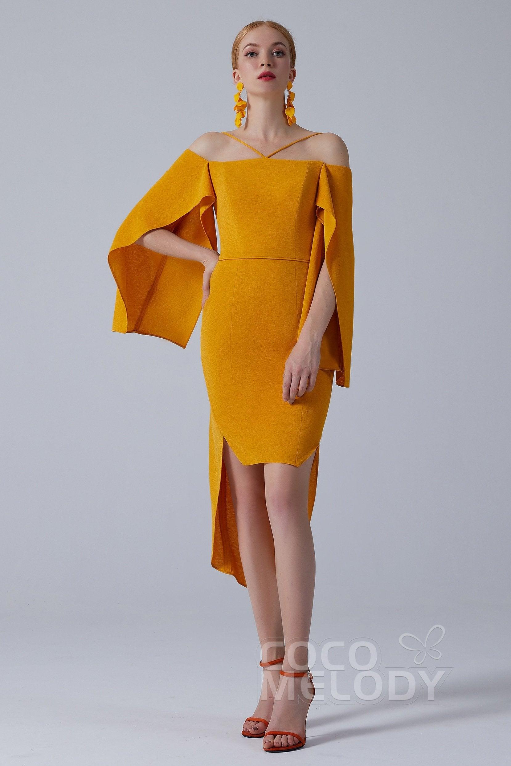 Asymmetrical High-Low Twisted Silk Fabric Dress CS0210 - COCOMELODY