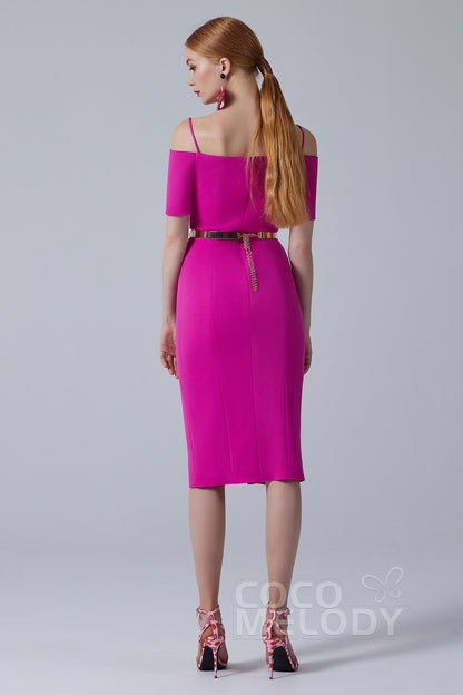 Sheath-Column Knee Length Twisted Silk Fabric Dress CS0213
