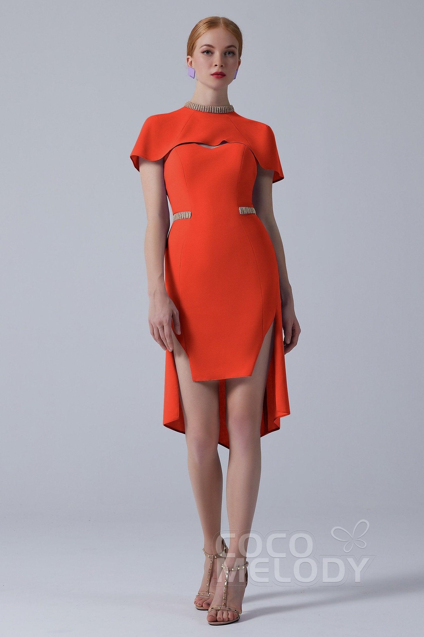 Asymmetrical High-Low Twisted Silk Fabric Dress CS0217 - COCOMELODY