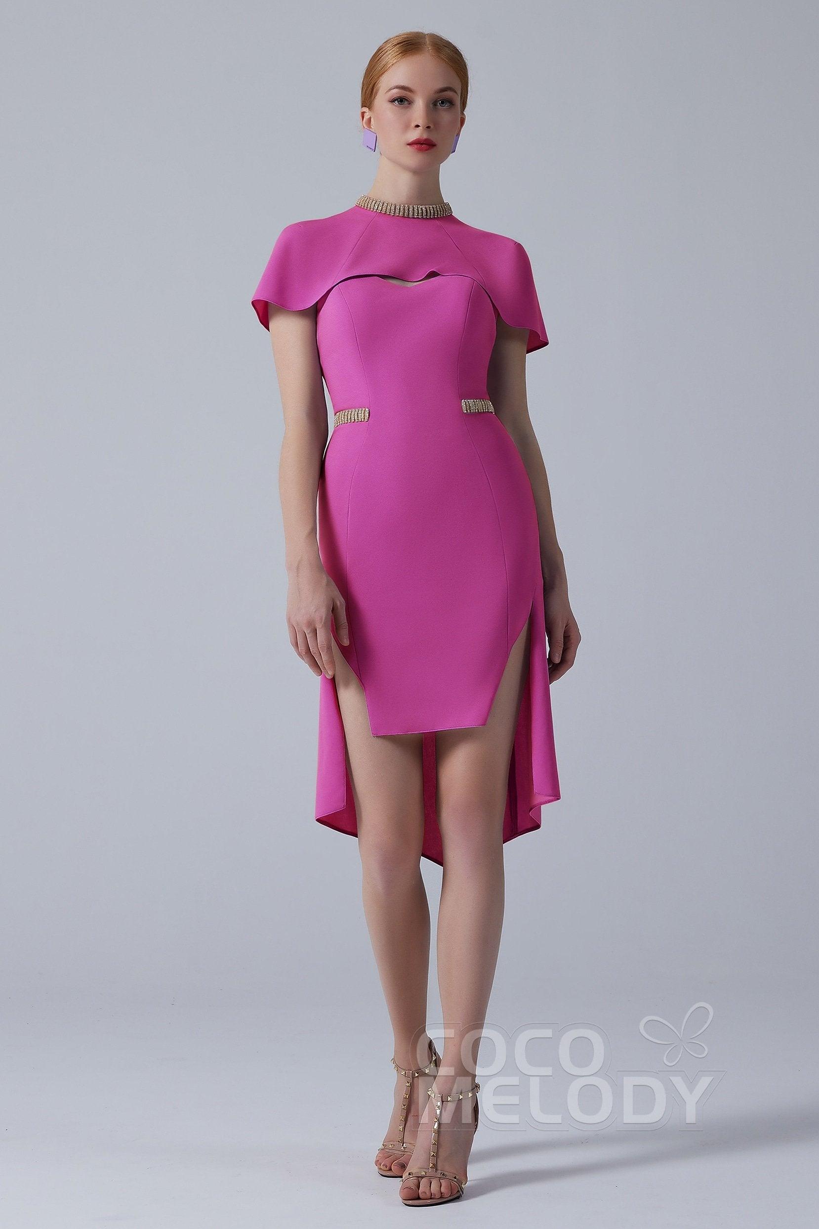 Asymmetrical High-Low Twisted Silk Fabric Dress CS0217 - COCOMELODY
