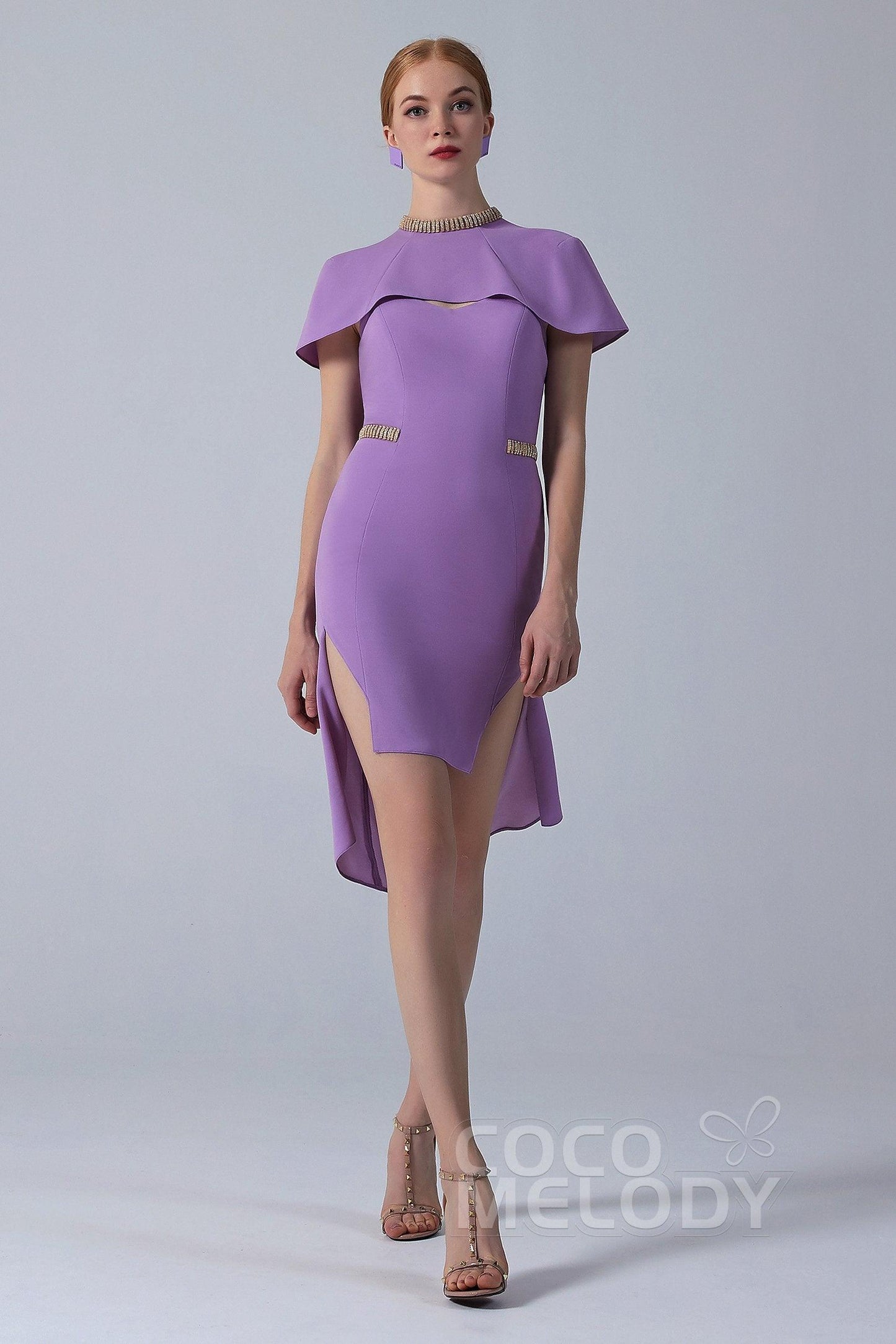 Asymmetrical High-Low Twisted Silk Fabric Dress CS0217 - COCOMELODY