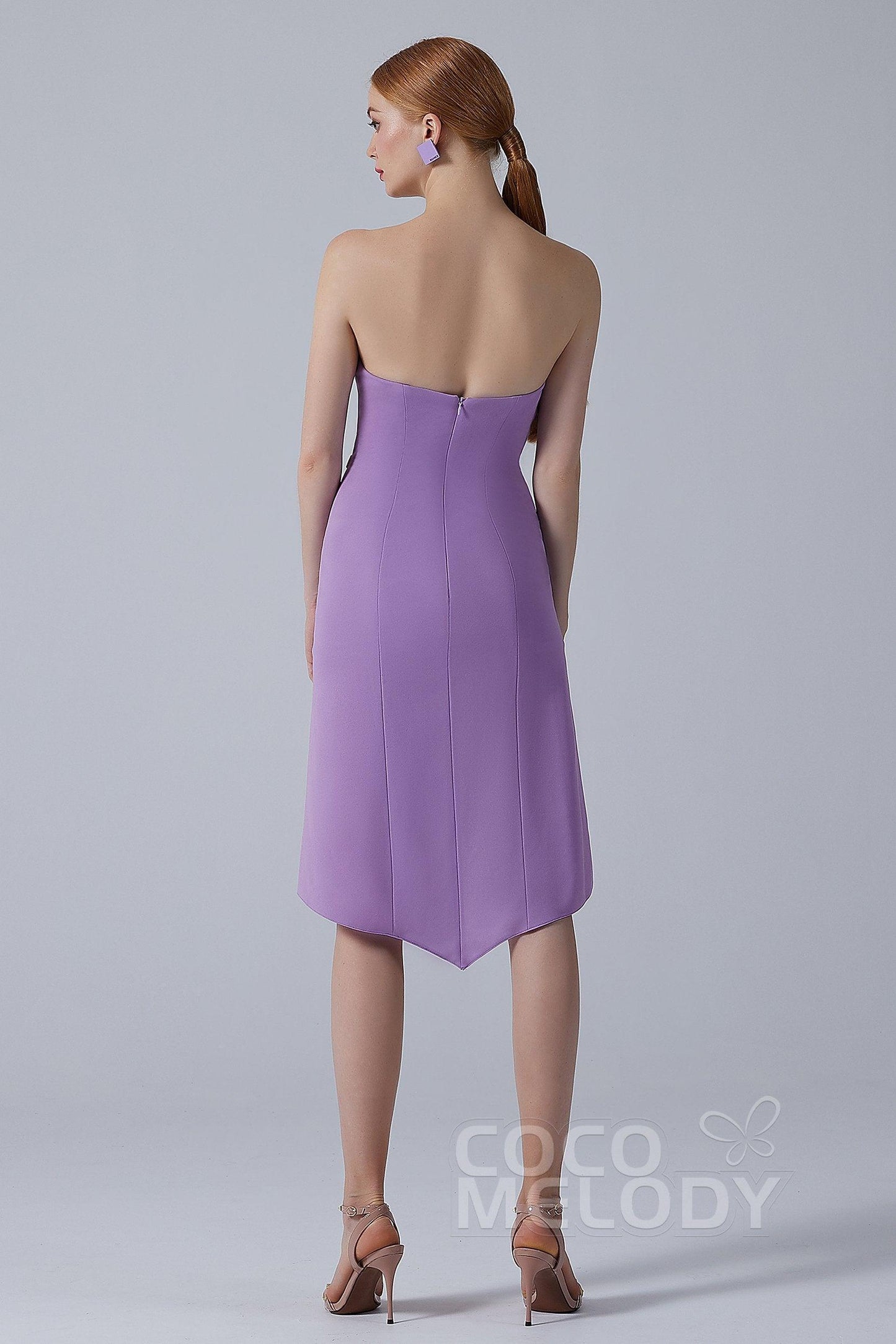 Asymmetrical High-Low Twisted Silk Fabric Dress CS0217 - COCOMELODY