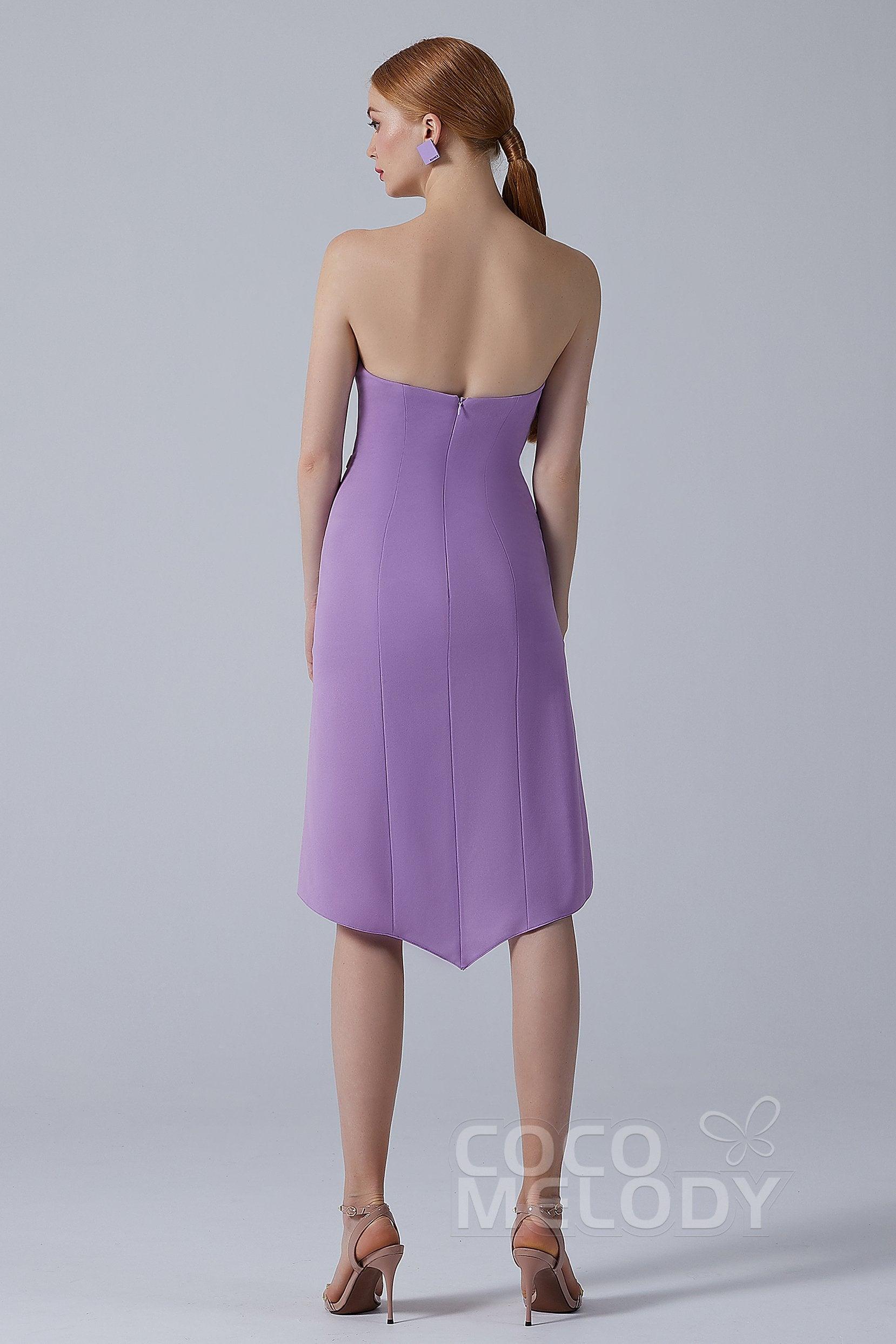 Asymmetrical High-Low Twisted Silk Fabric Dress CS0217 - COCOMELODY