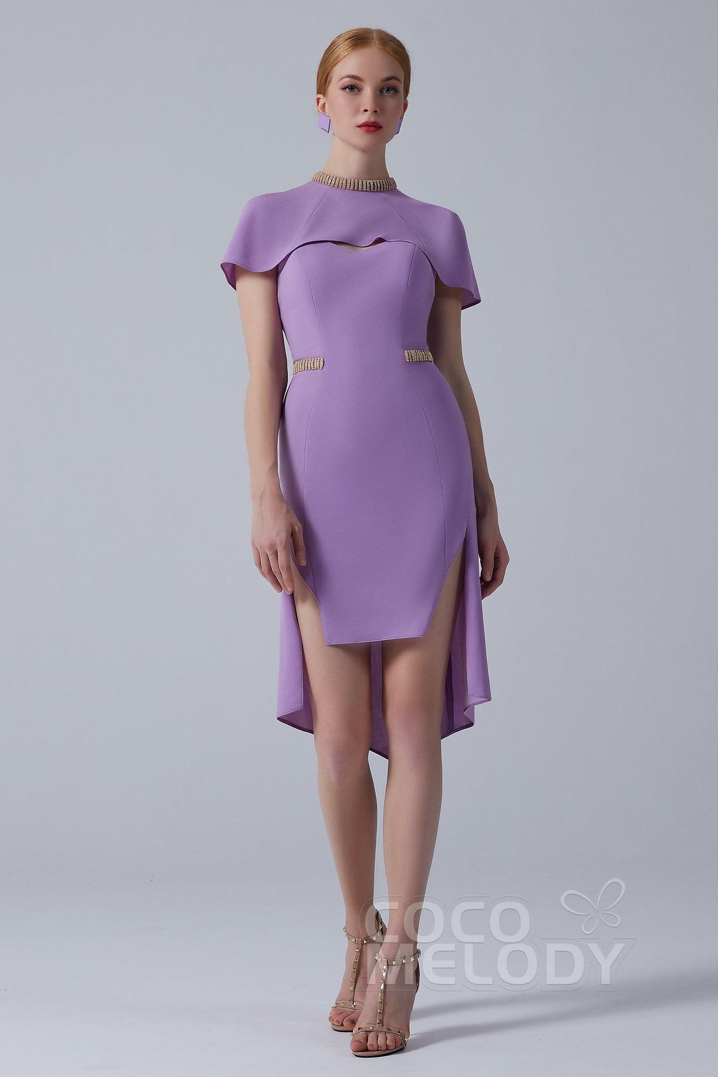 Asymmetrical High-Low Twisted Silk Fabric Dress CS0217 - COCOMELODY