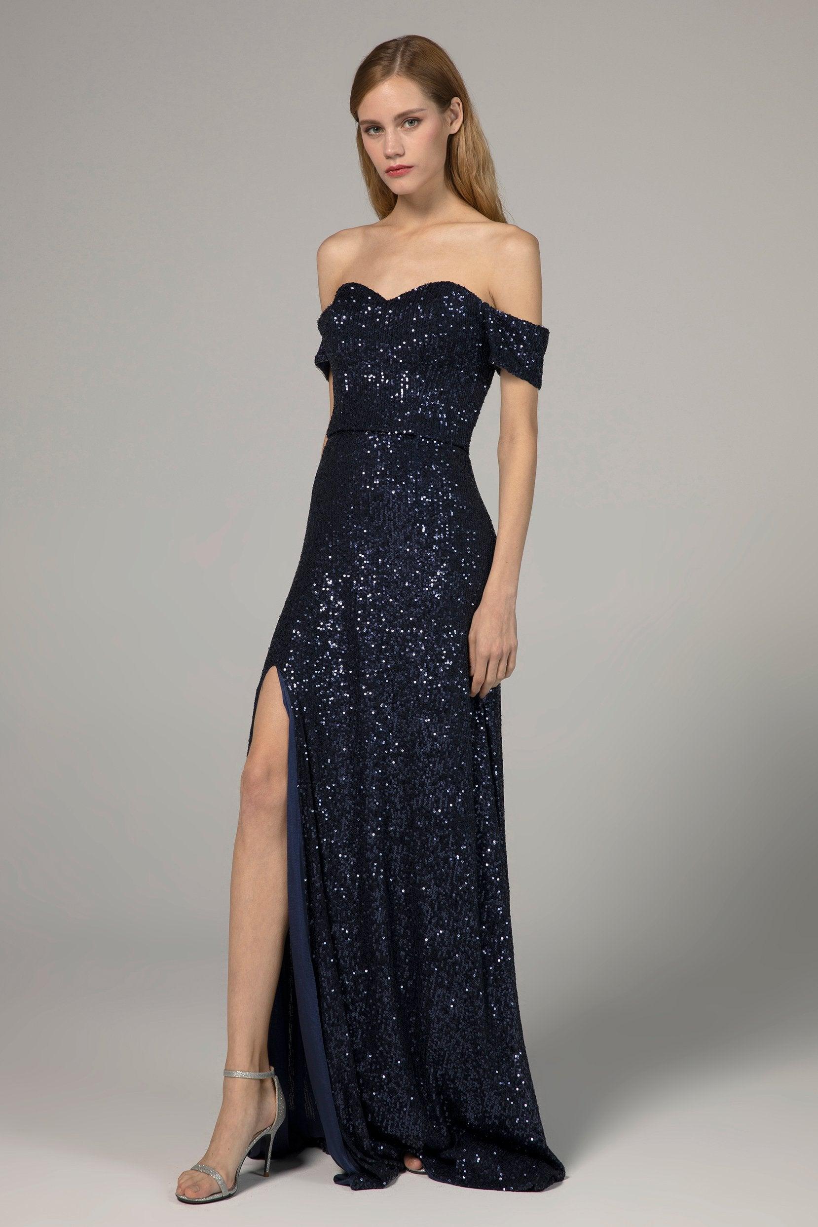 Sheath-Column Floor Length Sequined Dress CS0287 - COCOMELODY