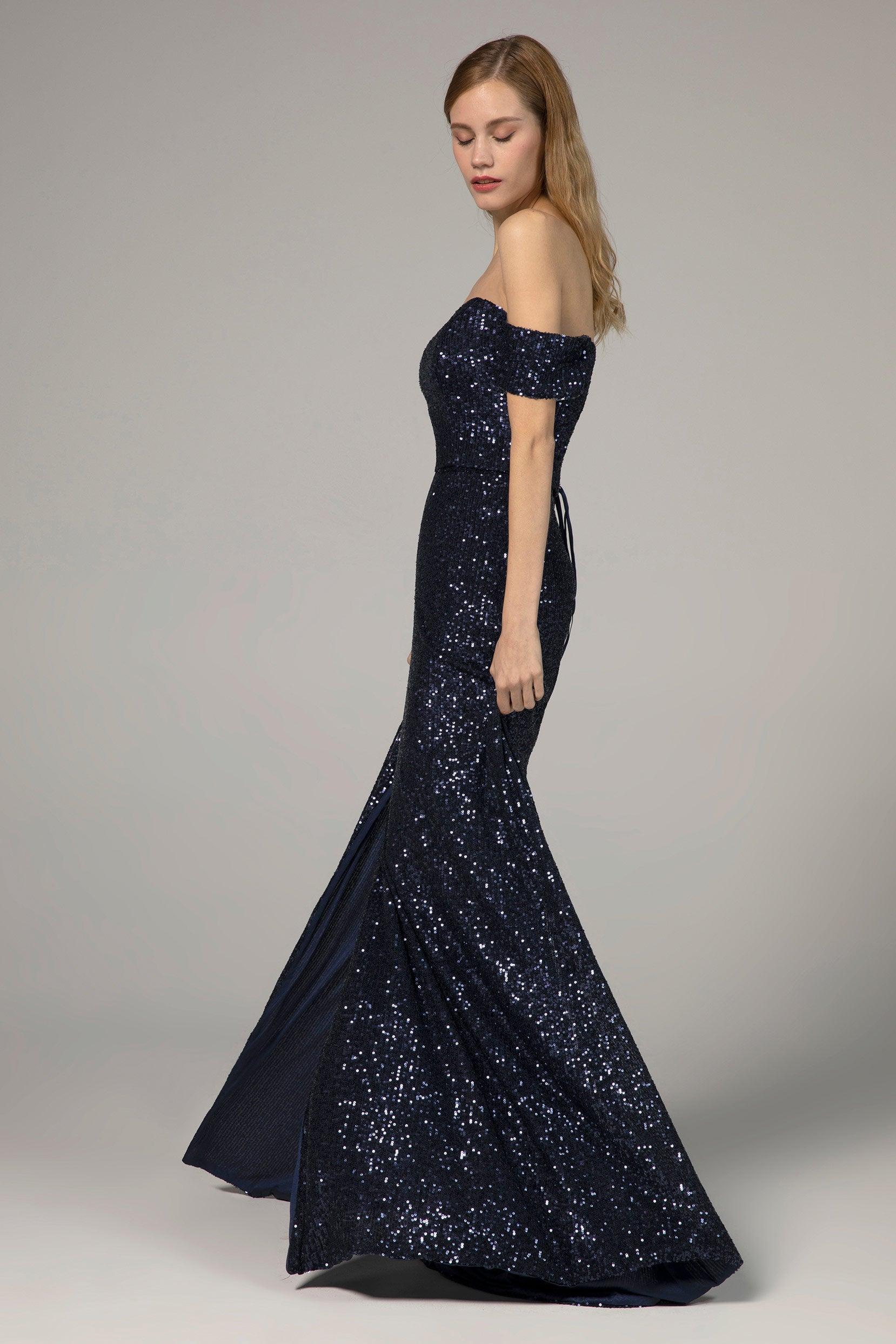 Sheath-Column Floor Length Sequined Dress CS0287 - COCOMELODY