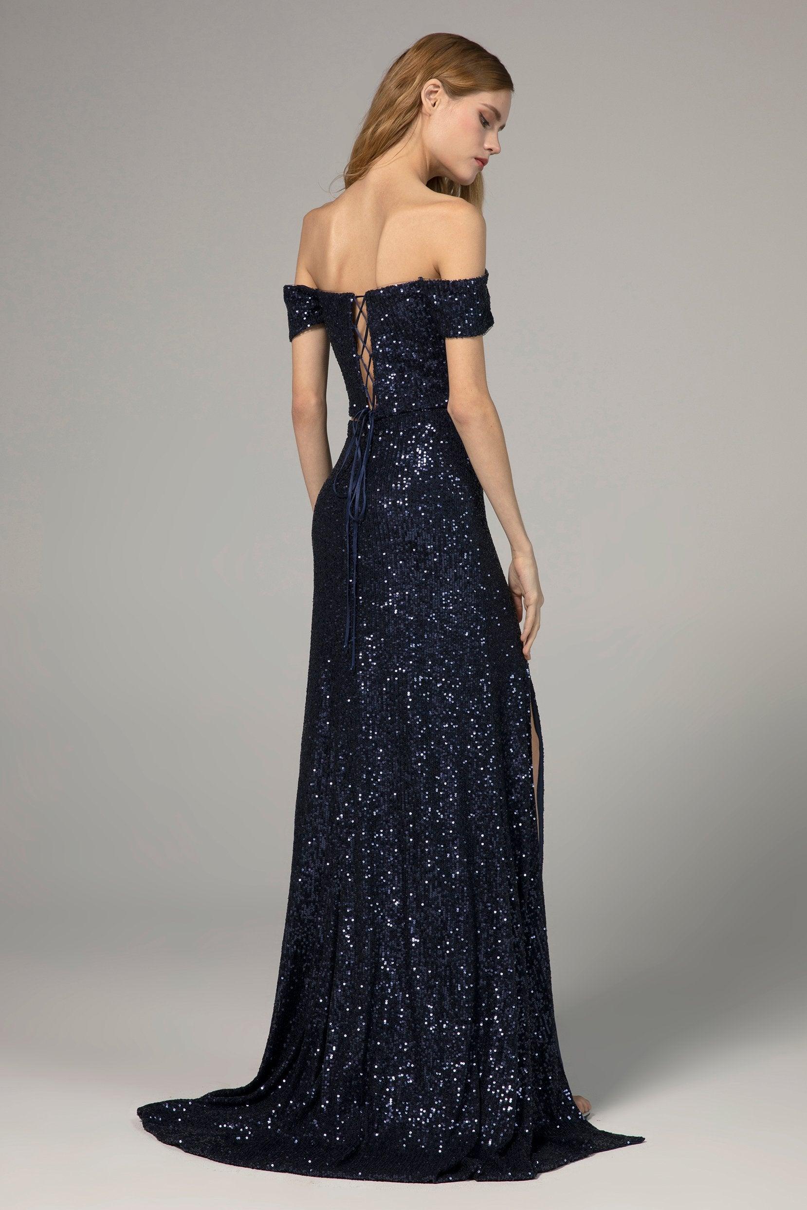 Sheath-Column Floor Length Sequined Dress CS0287 - COCOMELODY