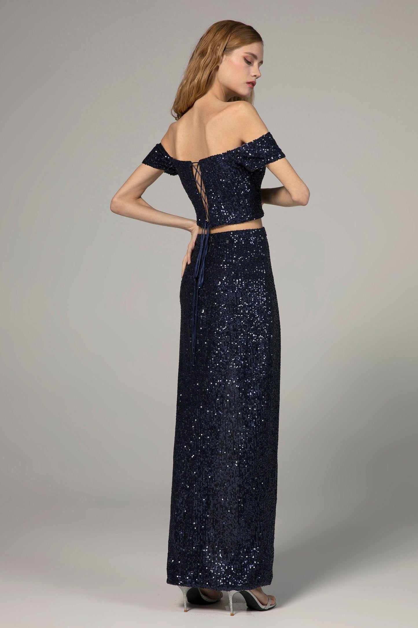 Sheath-Column Ankle Length Sequined Dress CS0289