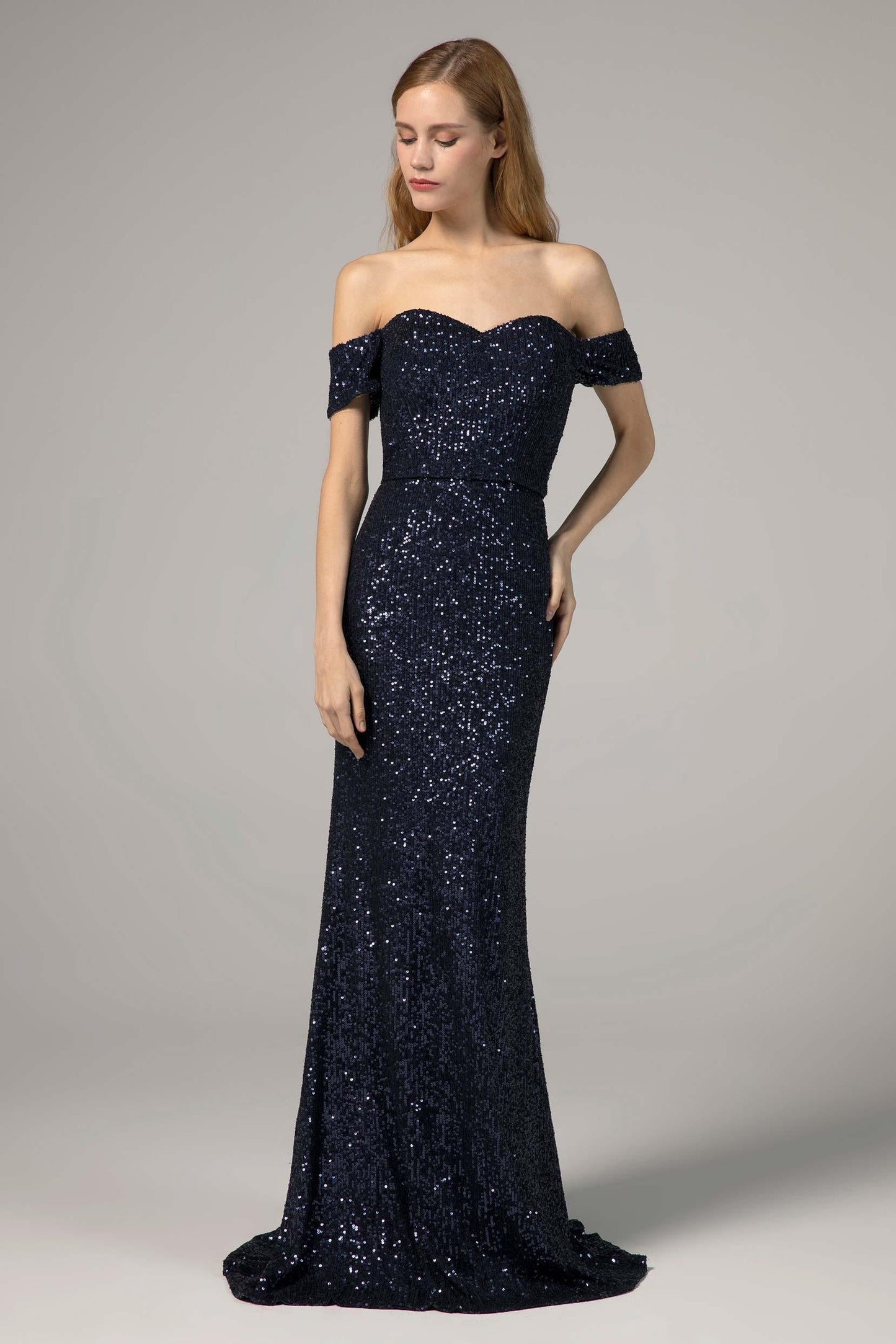Trumpet-Mermaid Floor Length Sequined Dress CS0290 - COCOMELODY