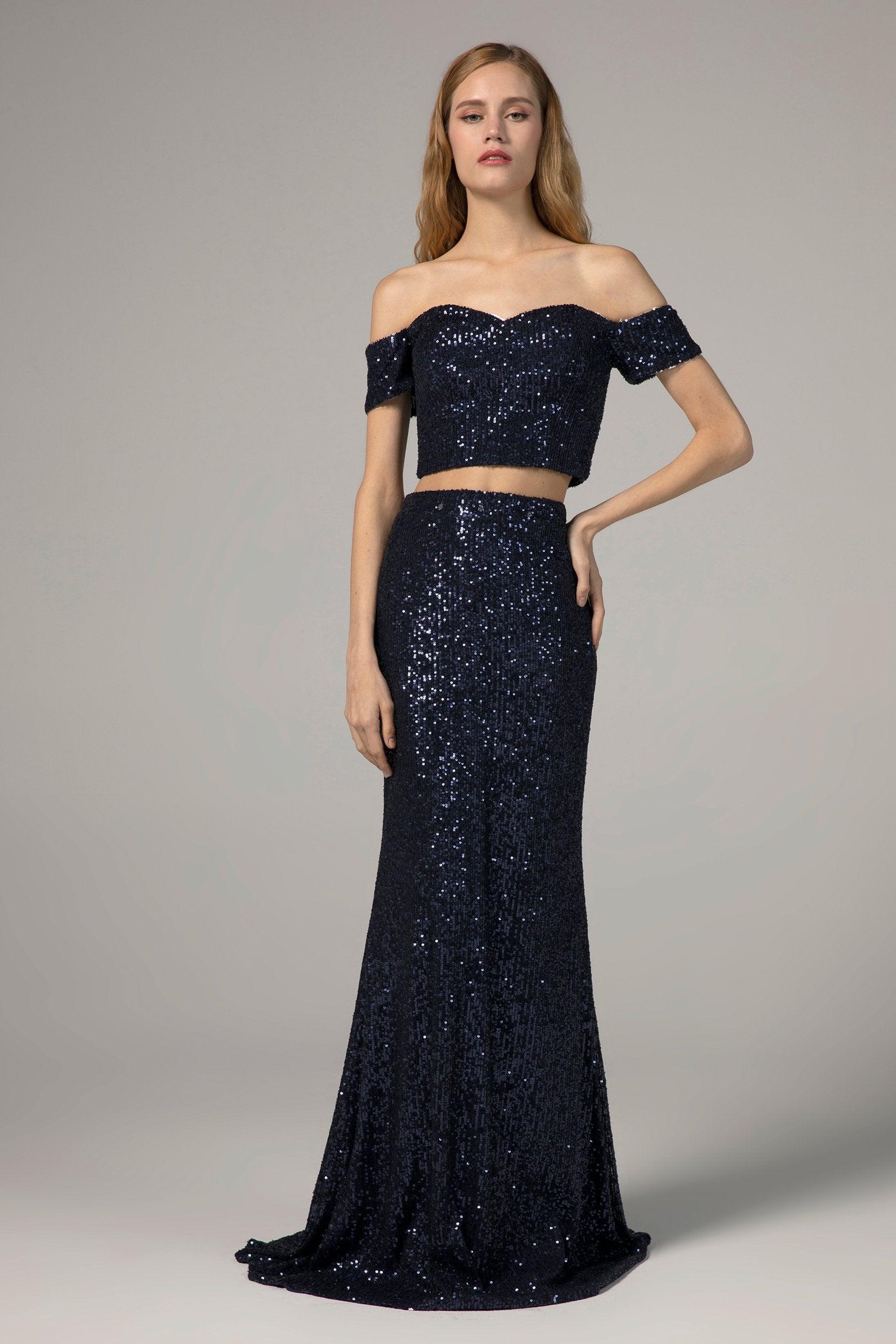 Trumpet-Mermaid Floor Length Sequined Dress CS0290 - COCOMELODY