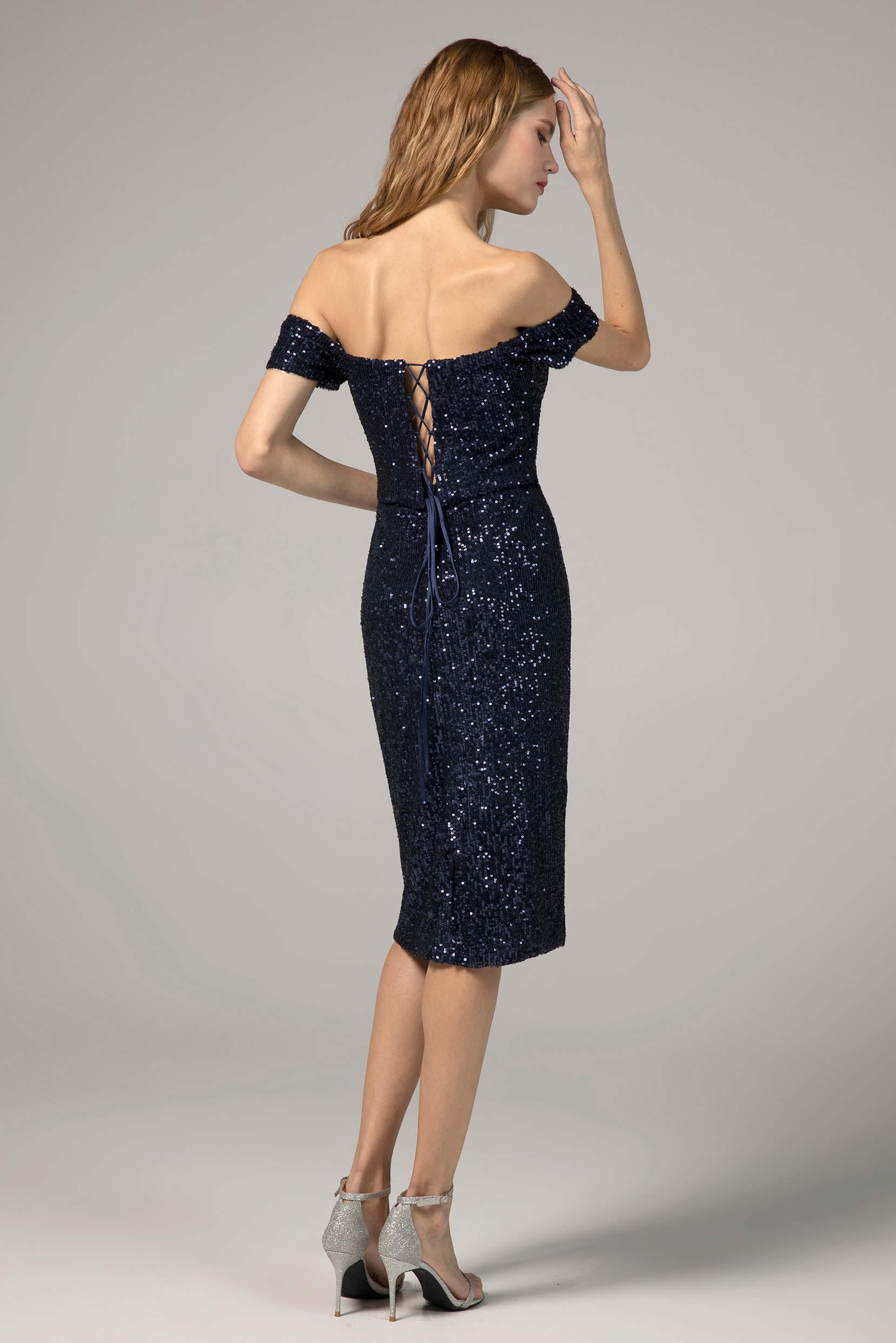 Sheath-Column Knee Length Sequined Dress CS0291 - COCOMELODY