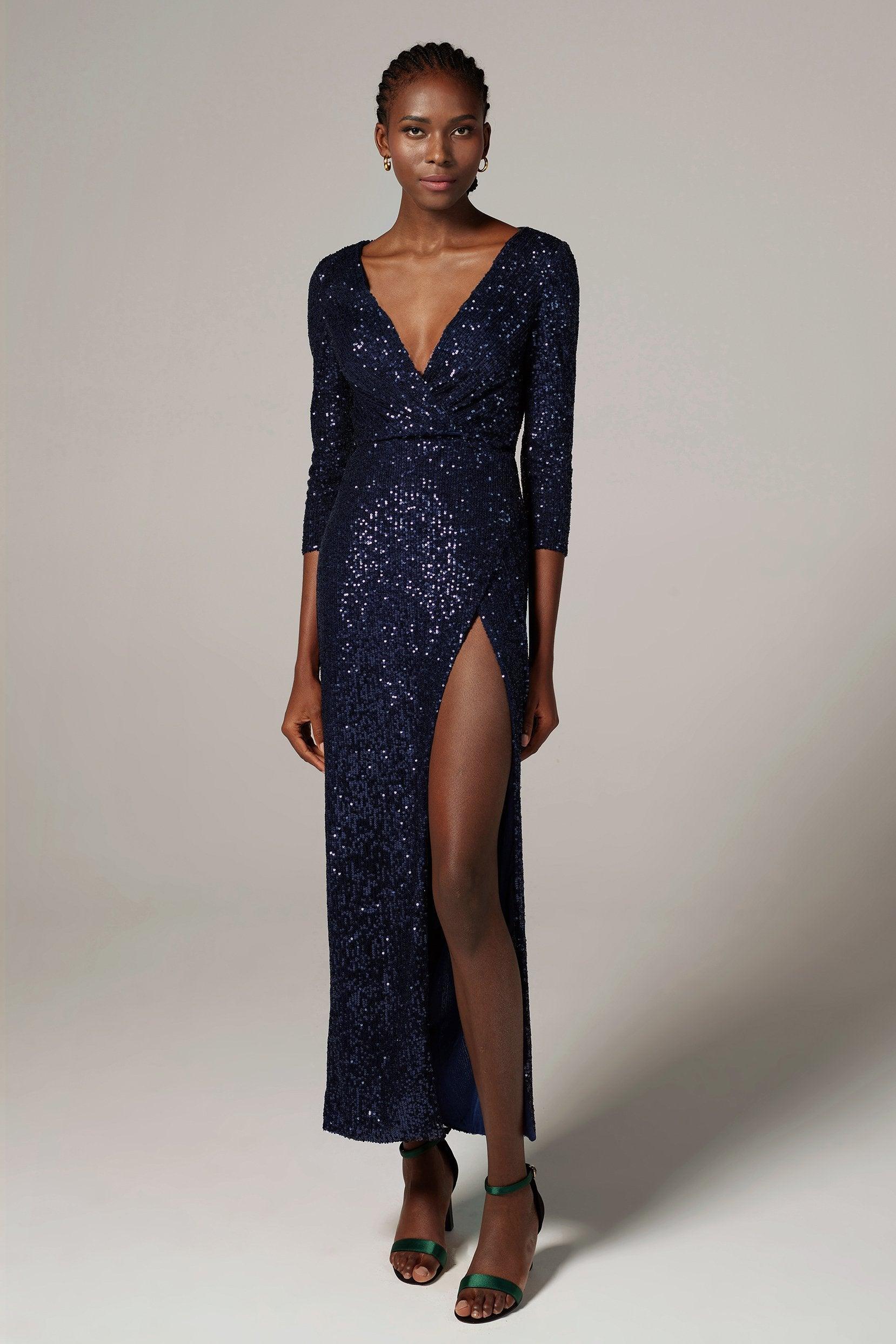 Sheath-Column Ankle Length Sequined Dress CS0294 - COCOMELODY