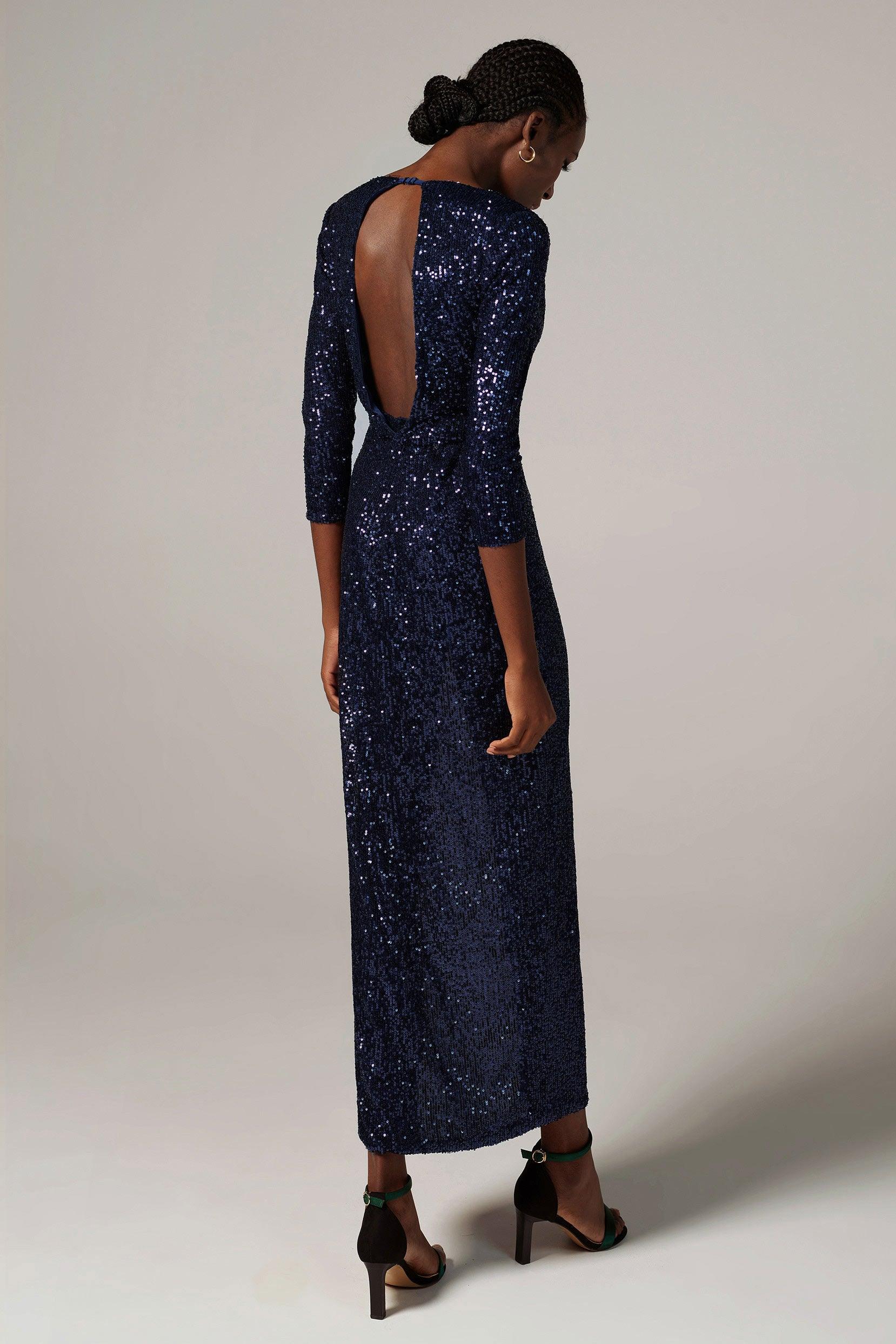 Sheath-Column Ankle Length Sequined Dress CS0294 - COCOMELODY