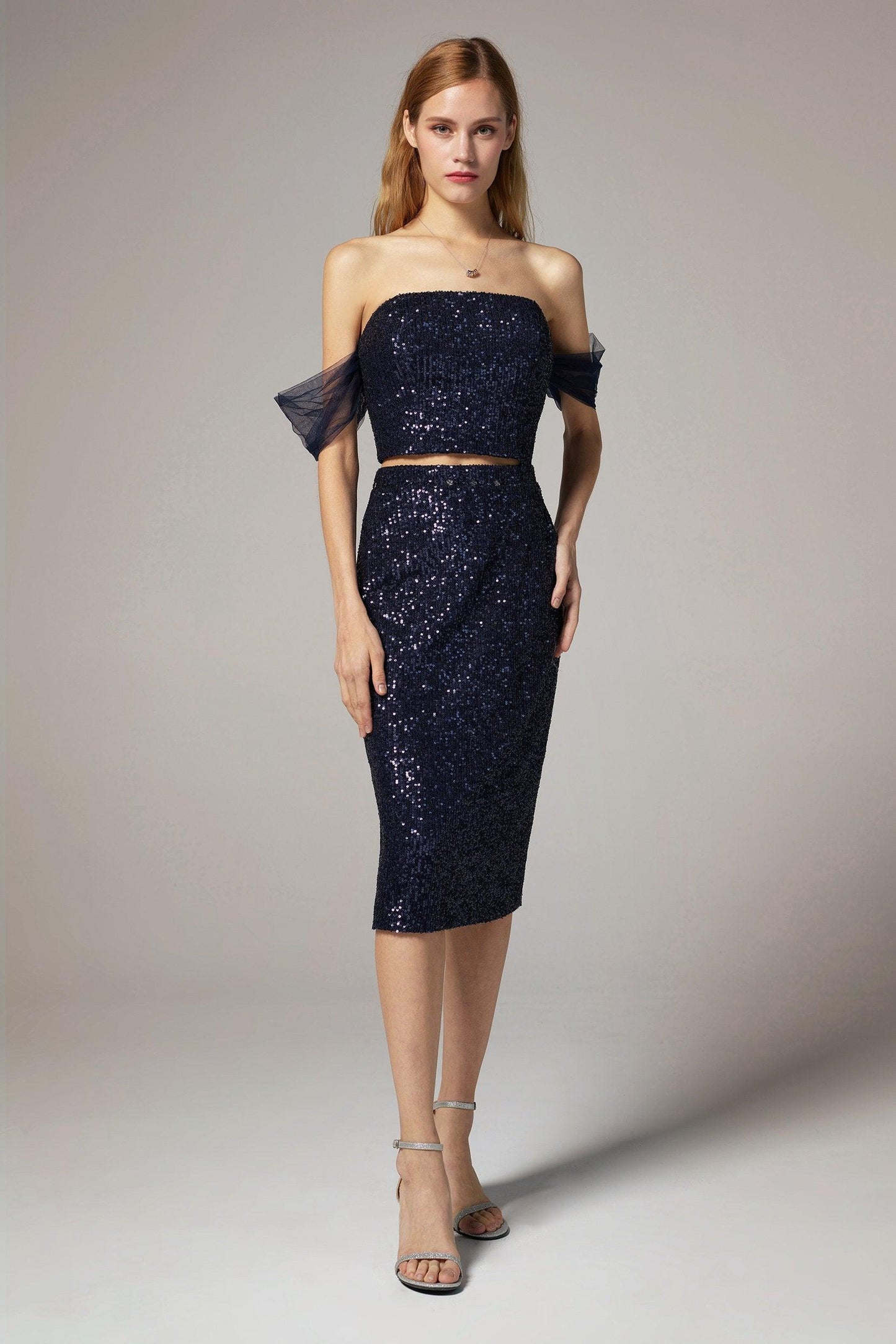 Sheath-Column Knee Length Sequined Dress CS0300