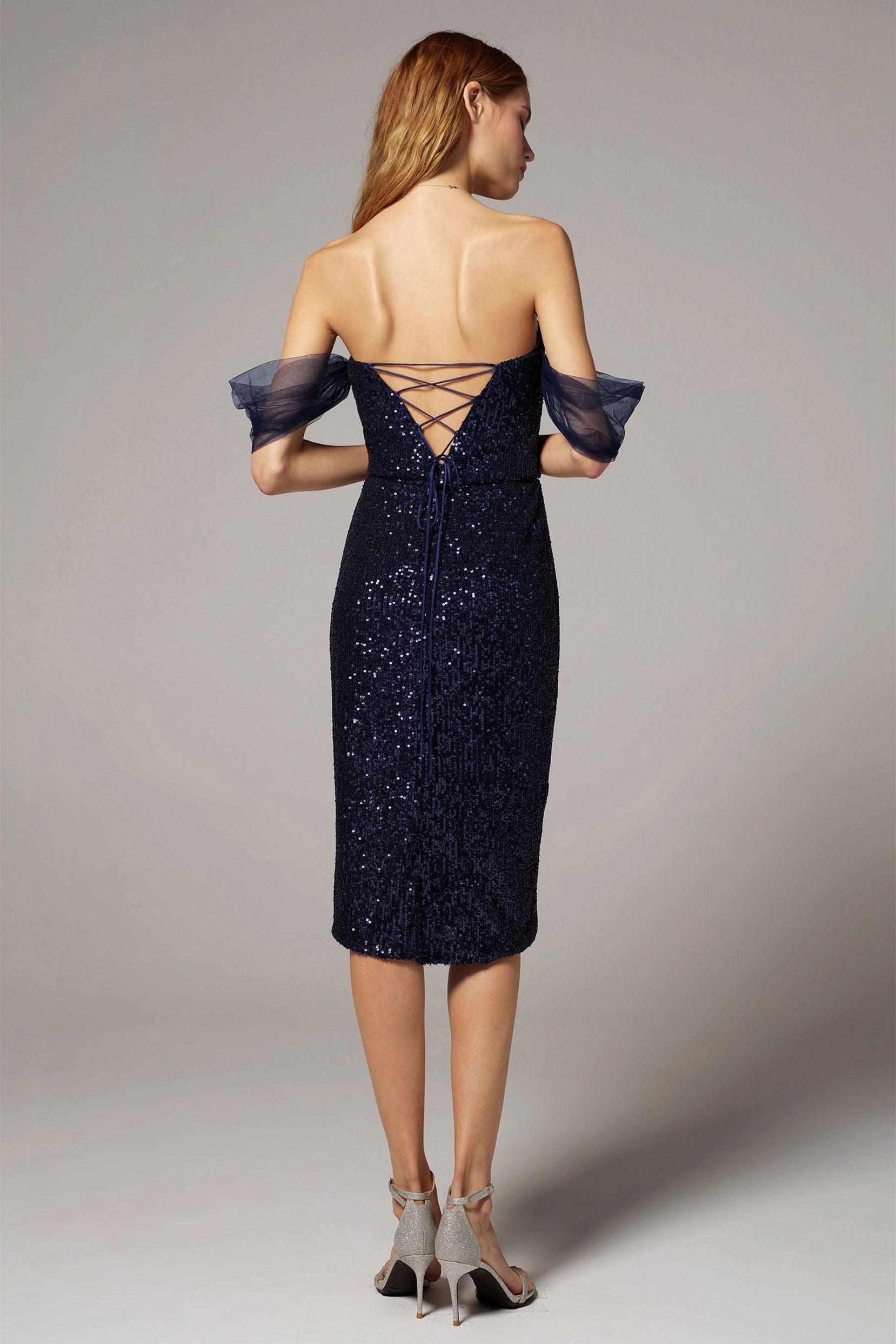 Sheath-Column Knee Length Sequined Dress CS0300 - COCOMELODY