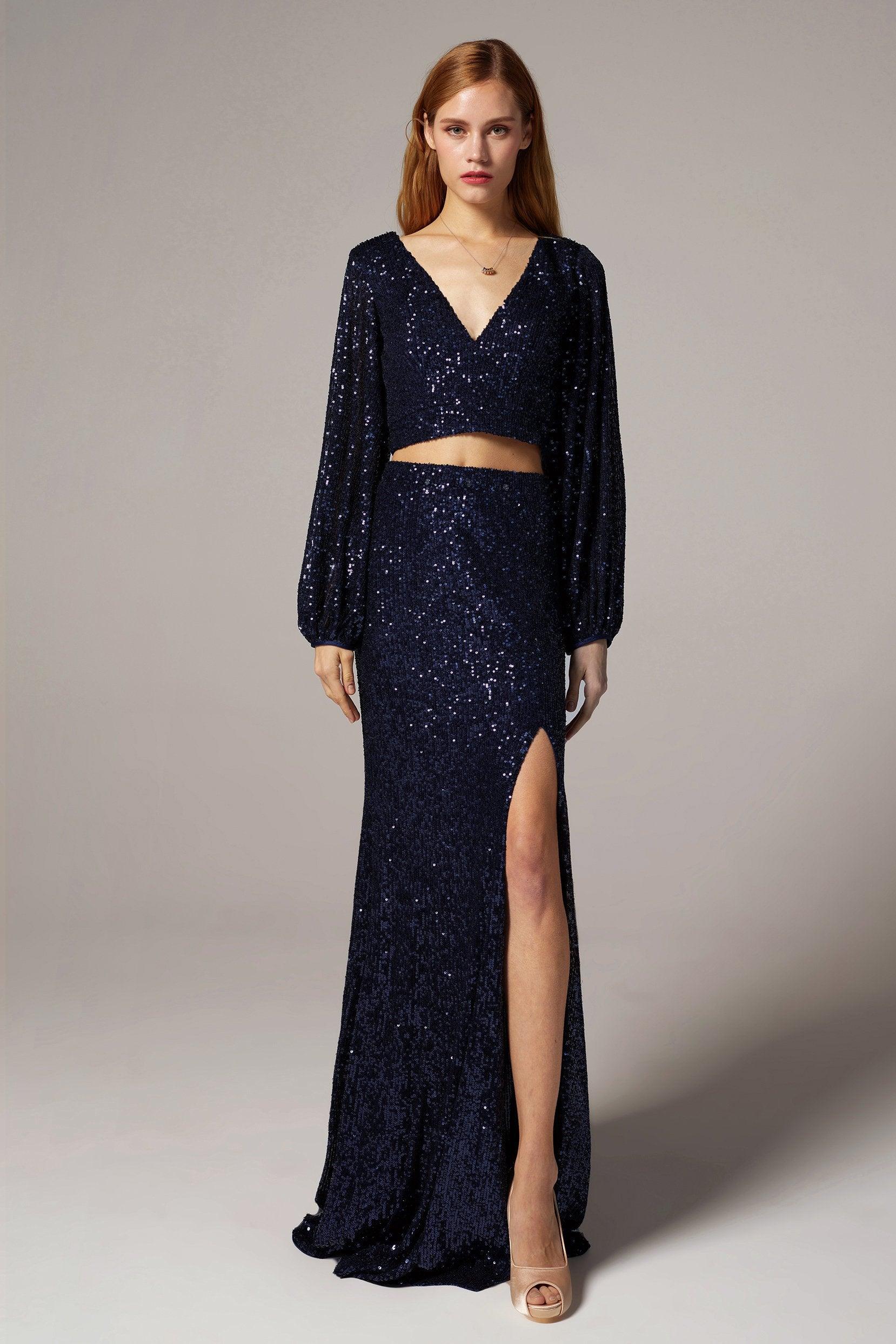 Sheath-Column Floor Length Sequined Dress CS0302 - COCOMELODY