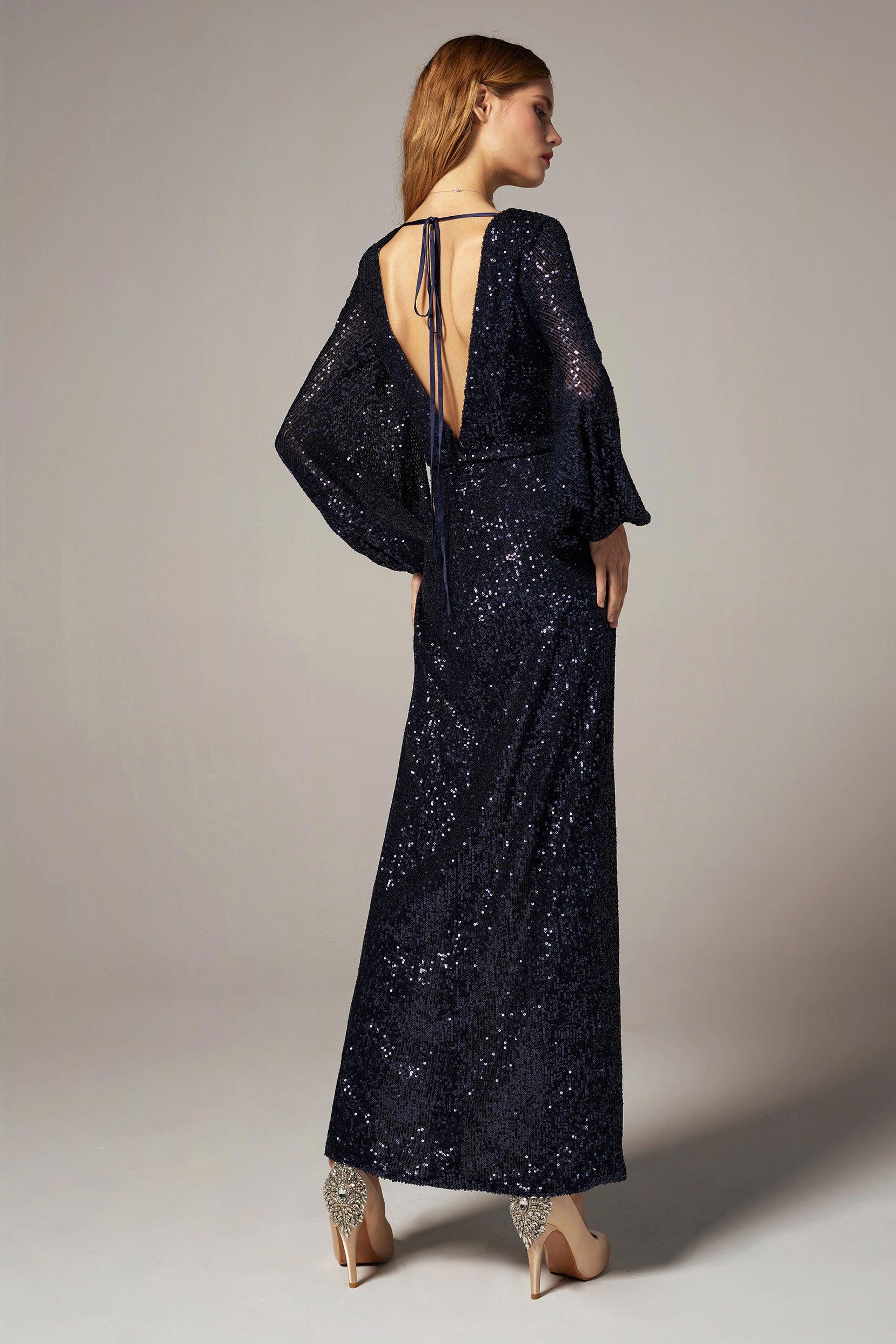 Sheath-Column Ankle Length Sequined Dress CS0303 - COCOMELODY