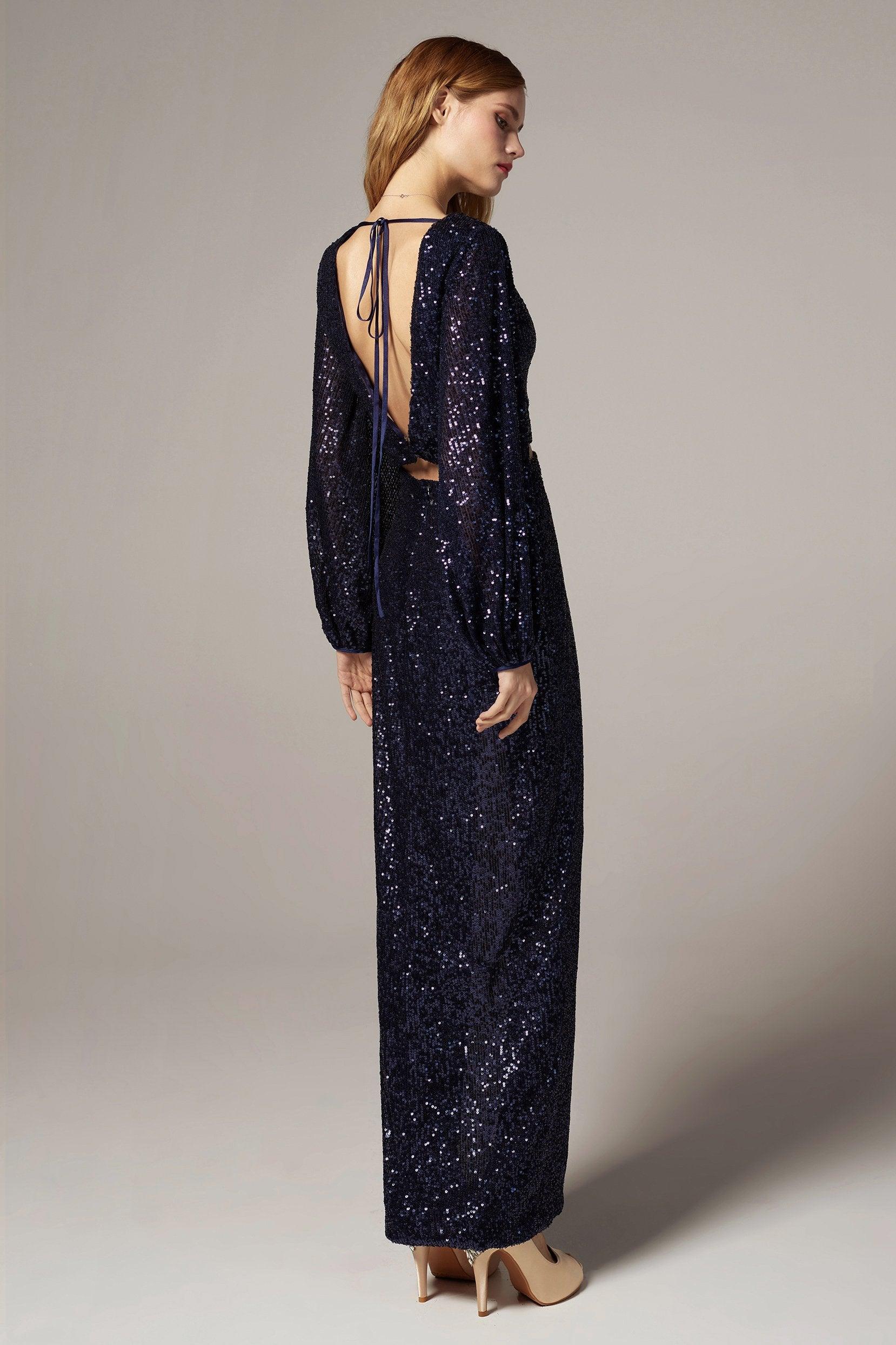 Sheath-Column Ankle Length Sequined Dress CS0303 - COCOMELODY