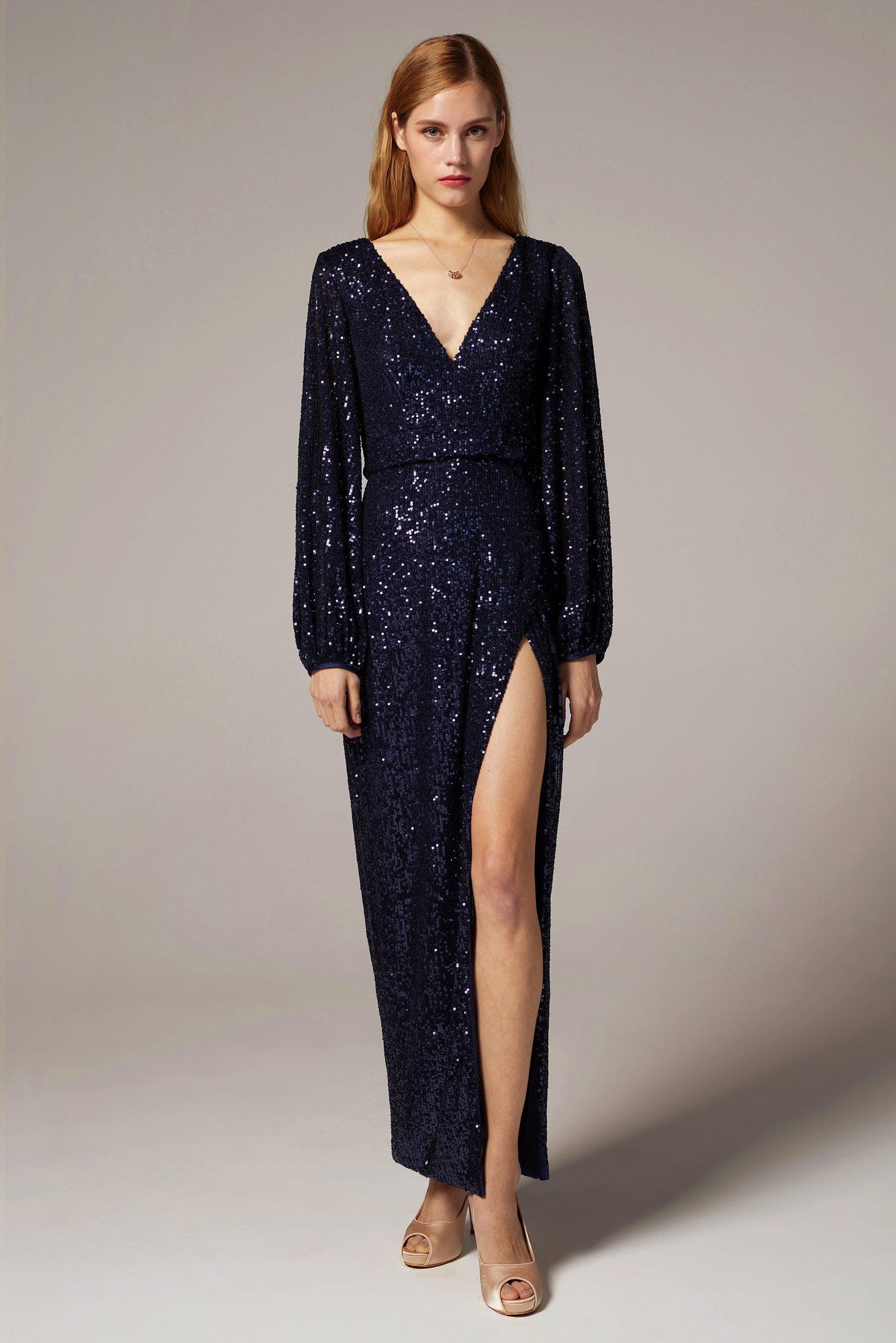 Sheath-Column Ankle Length Sequined Dress CS0303 - COCOMELODY