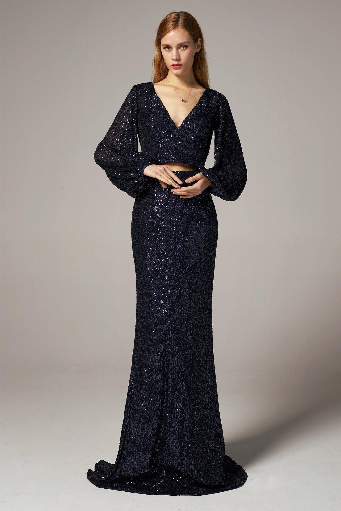 Trumpet-Mermaid Ankle Length Sequined Dress CS0304 - COCOMELODY