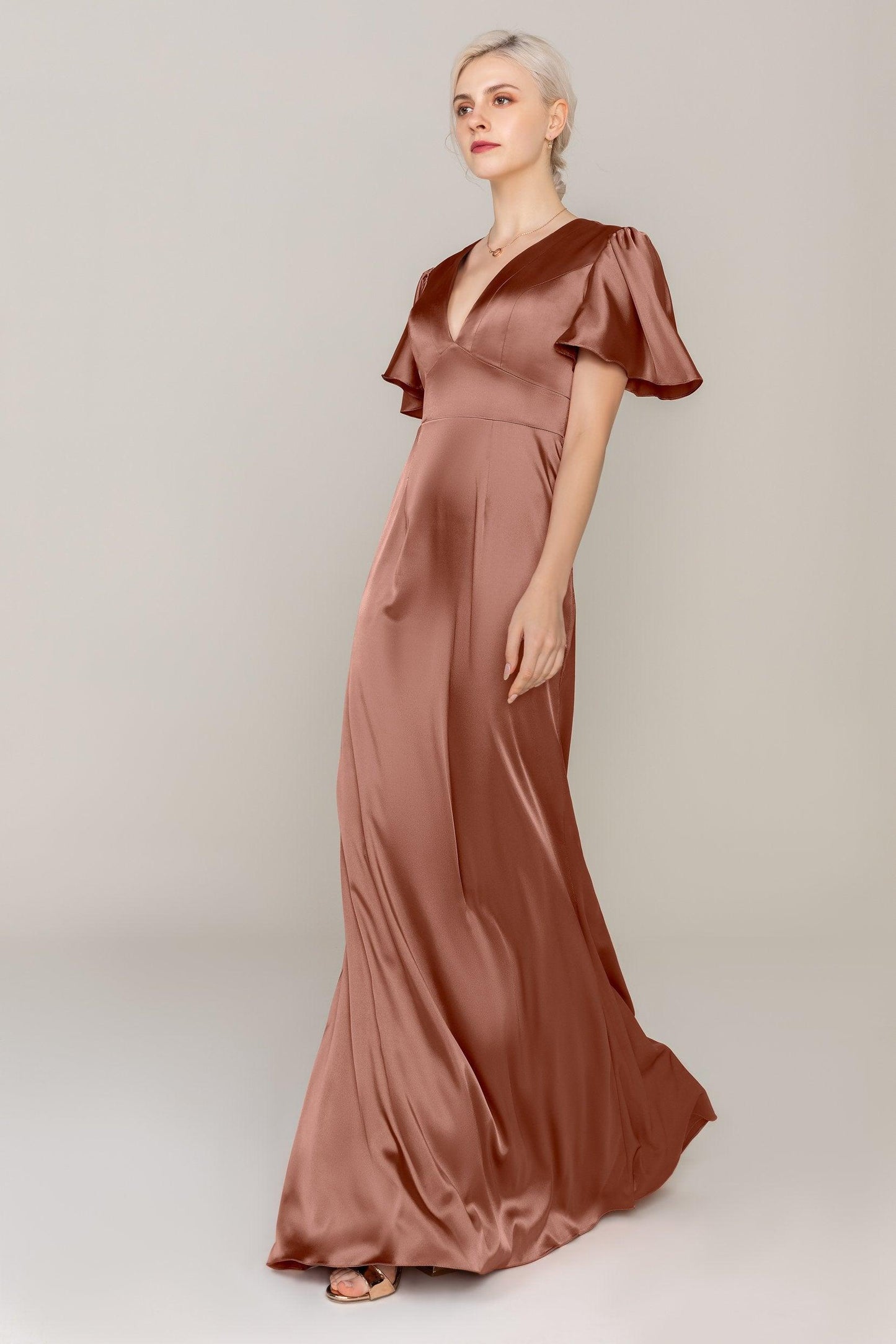 Sheath Sweep Train Acetate Satin Dress CS0312