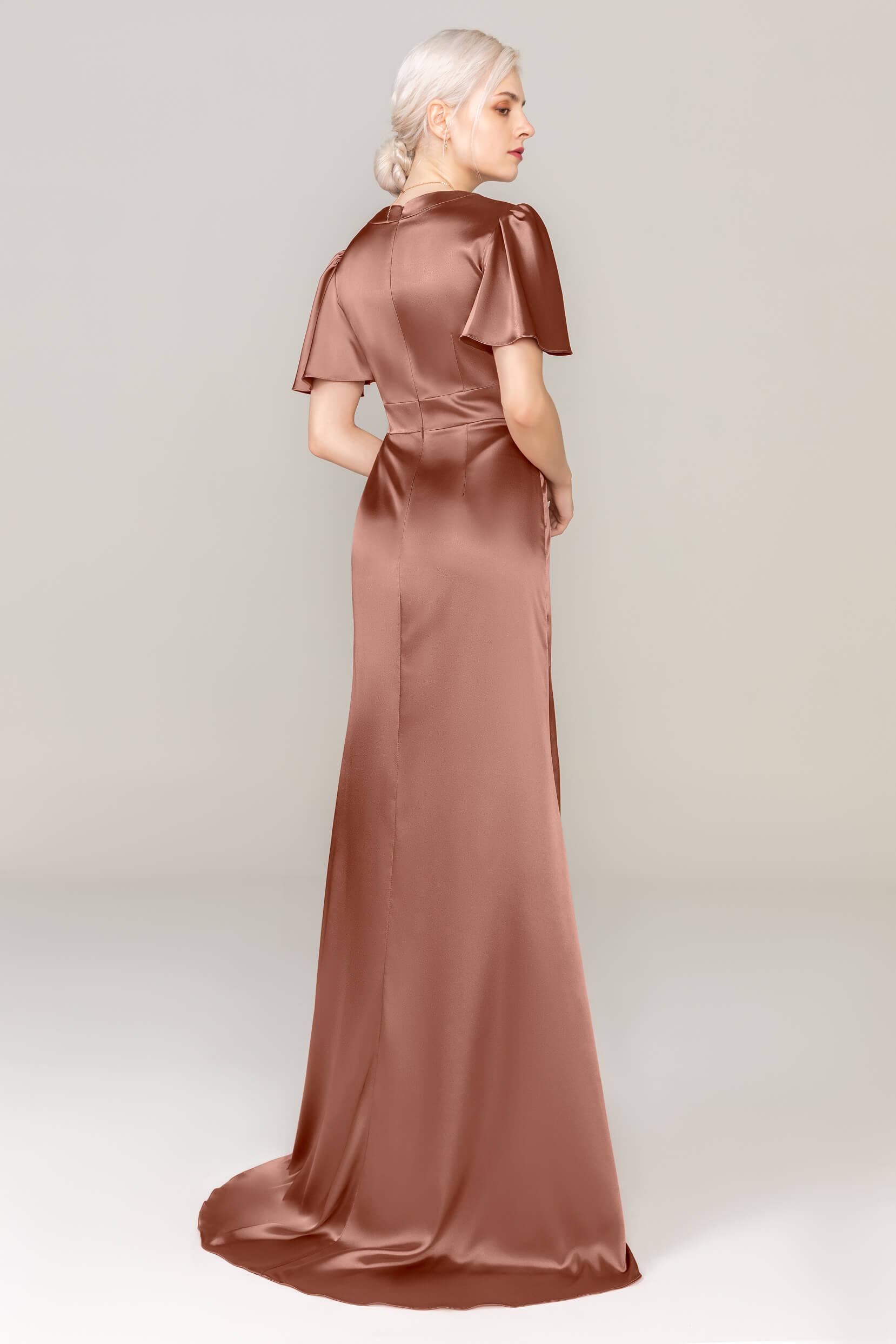 Sheath Sweep Train Luxe Satin Dress CS0312 - COCOMELODY