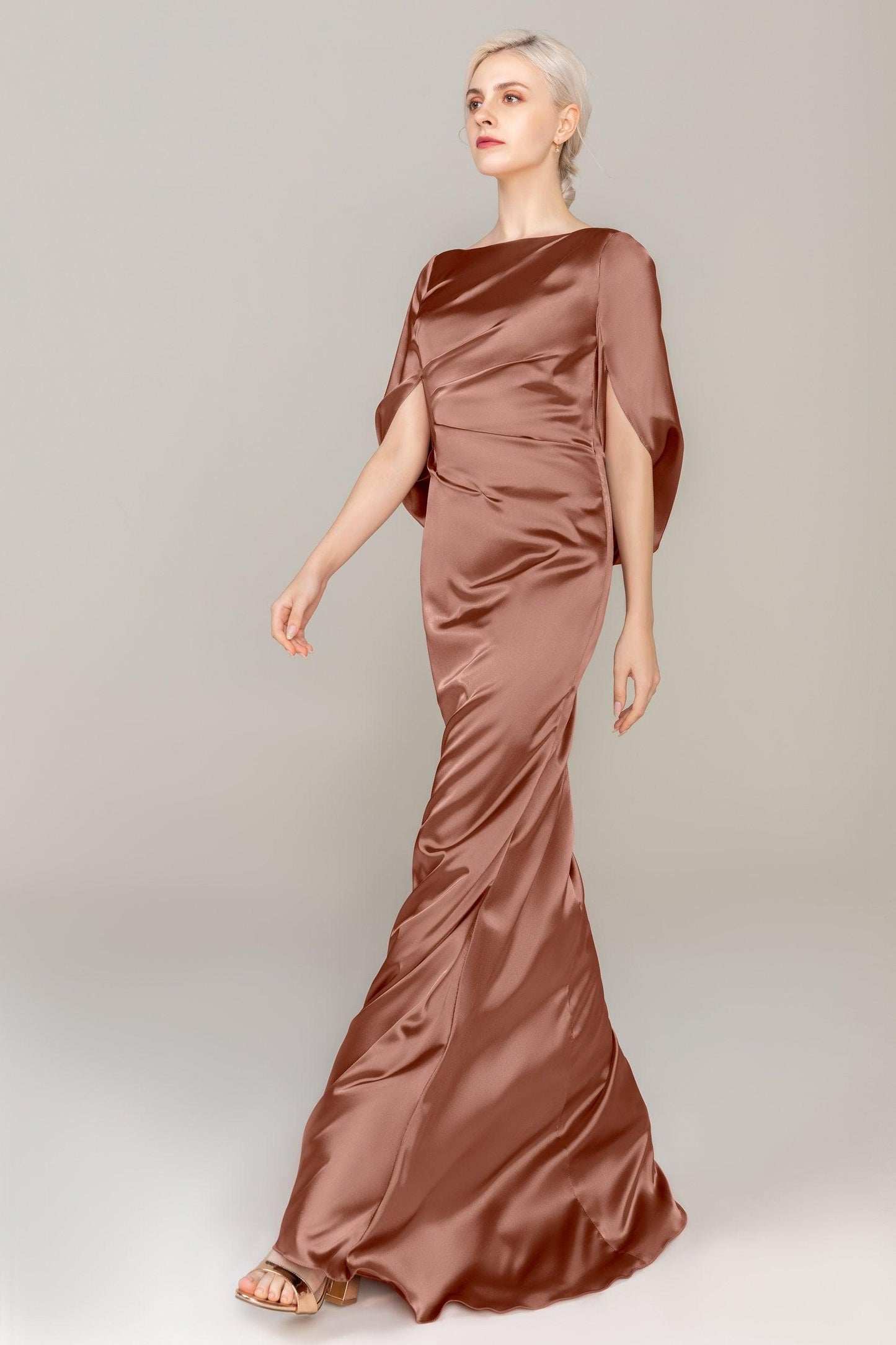 Sheath Sweep Train Acetate Satin Dress CS0314