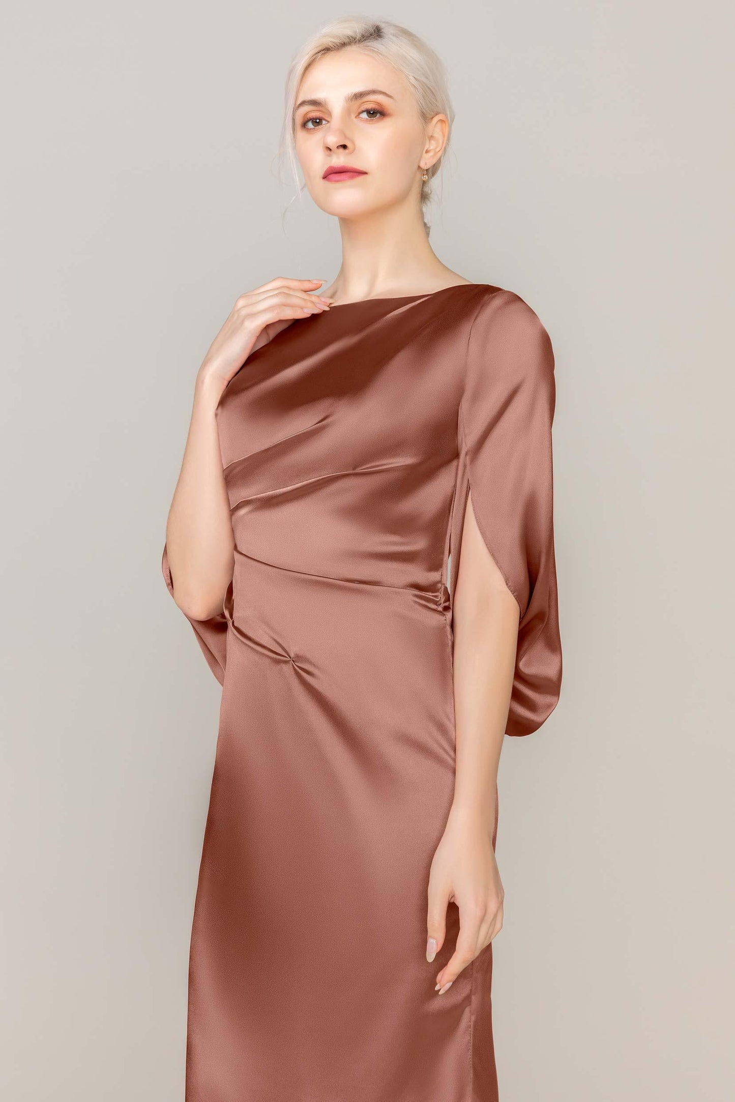 Sheath Sweep Train Luxe Satin Dress CS0314 - COCOMELODY