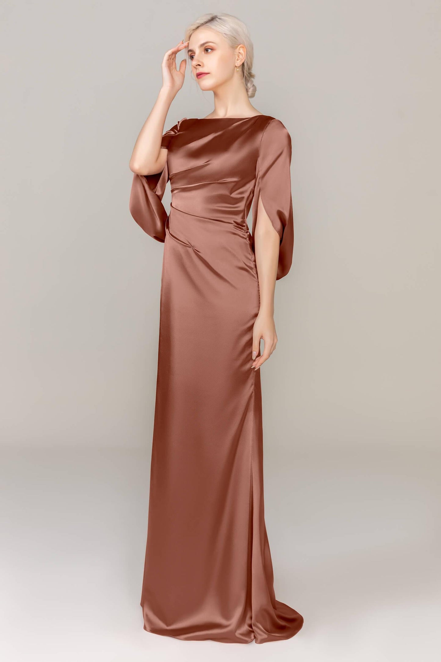 Sheath Sweep Train Acetate Satin Dress CS0314