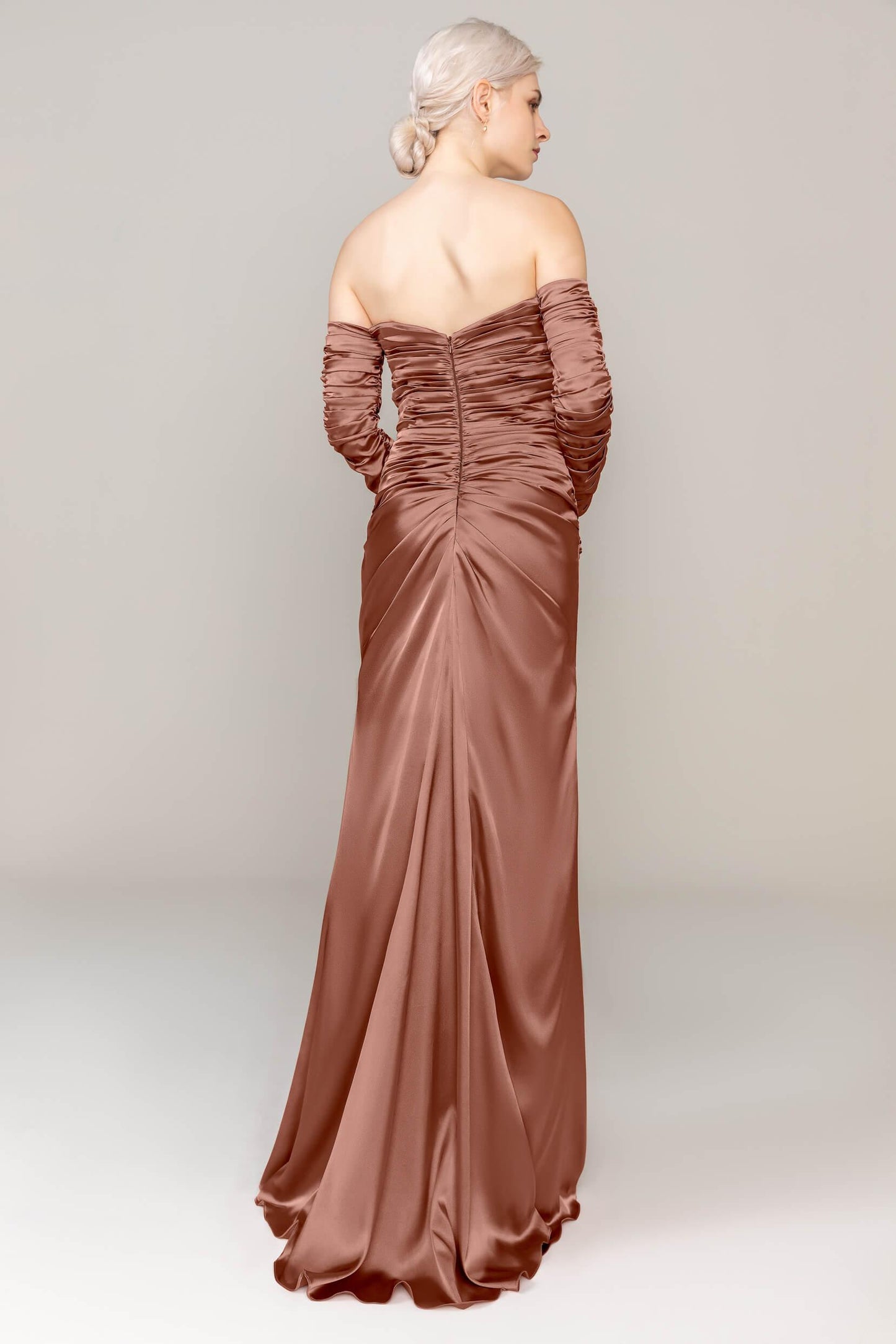 Sheath Sweep Train Luxe Satin Dress CS0316
